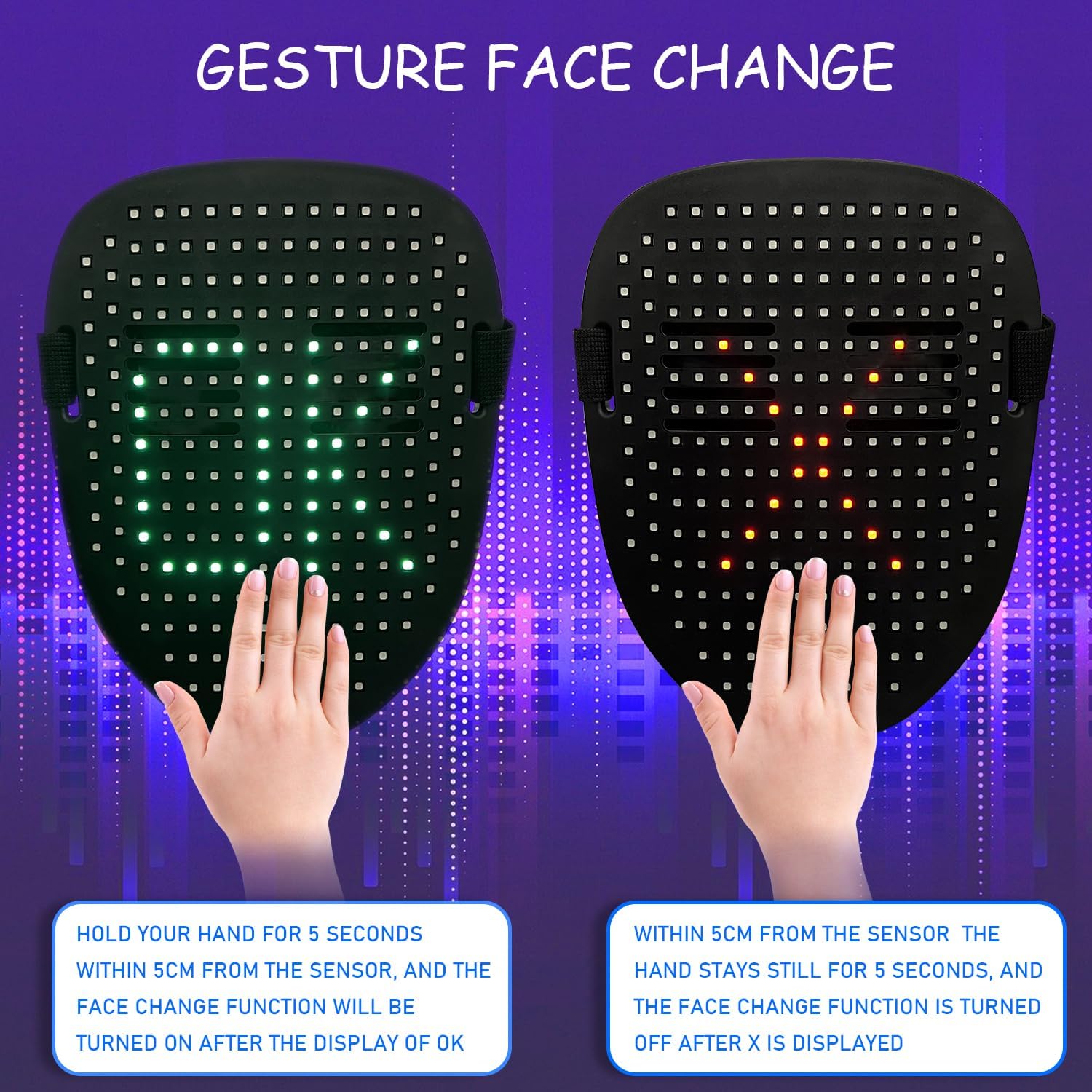 Detalle de COOLGUARDER LED Mask with Gesture Sensing, 25 Dynamic and 25 Static Patterns
