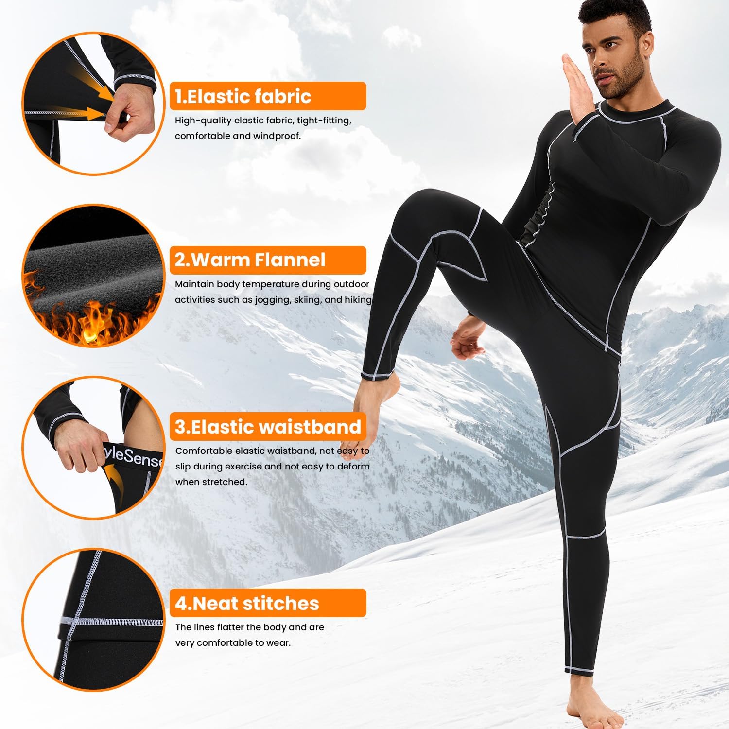 Detalle de StylSense Thermounterwäsche Herren Set Thermo Ski Unterwäsche