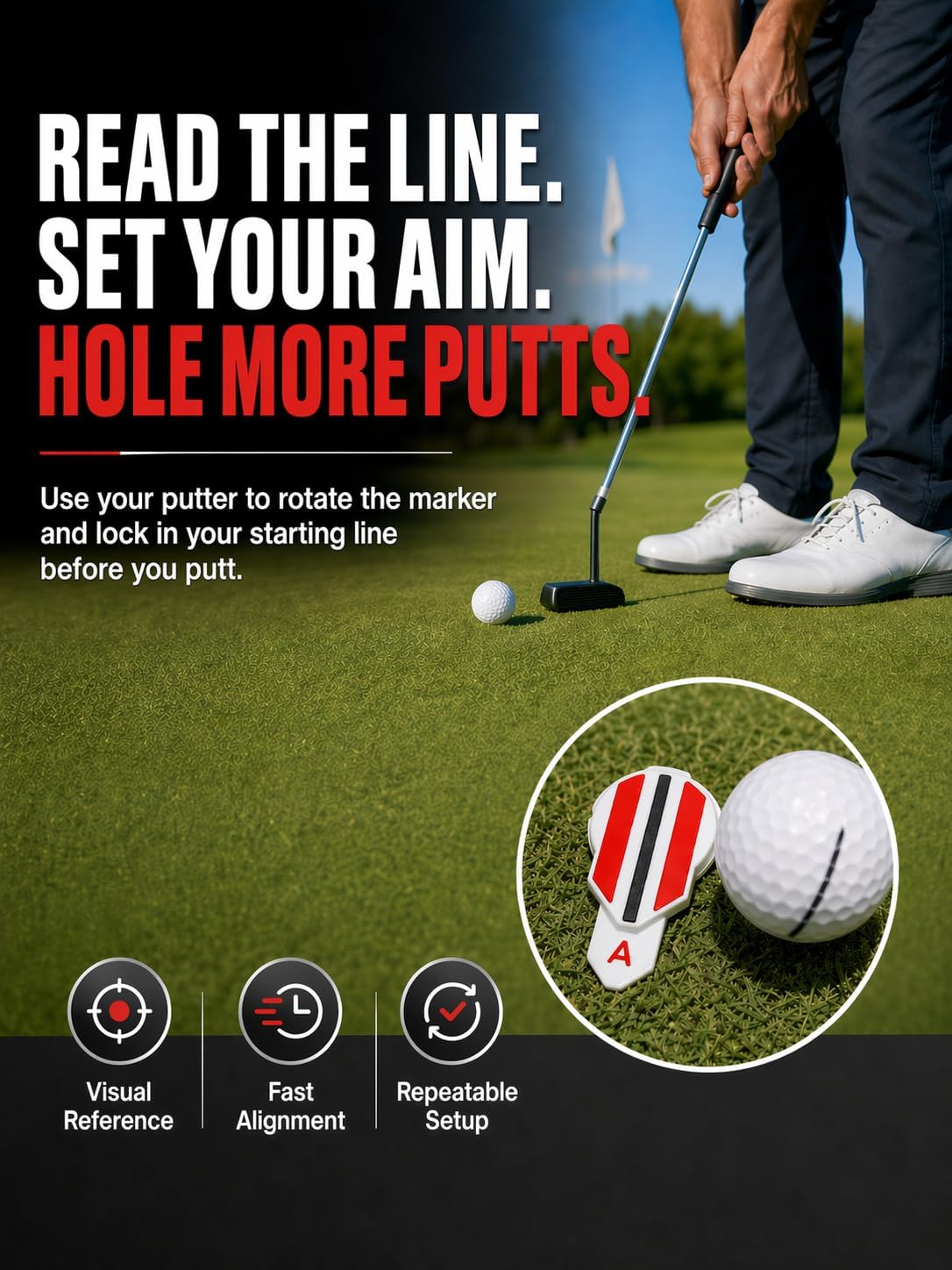 Thumbnail 2 de Fraser Fitness Alignment Ball Mark Golf Marker (360° rotation) for Putting Aid