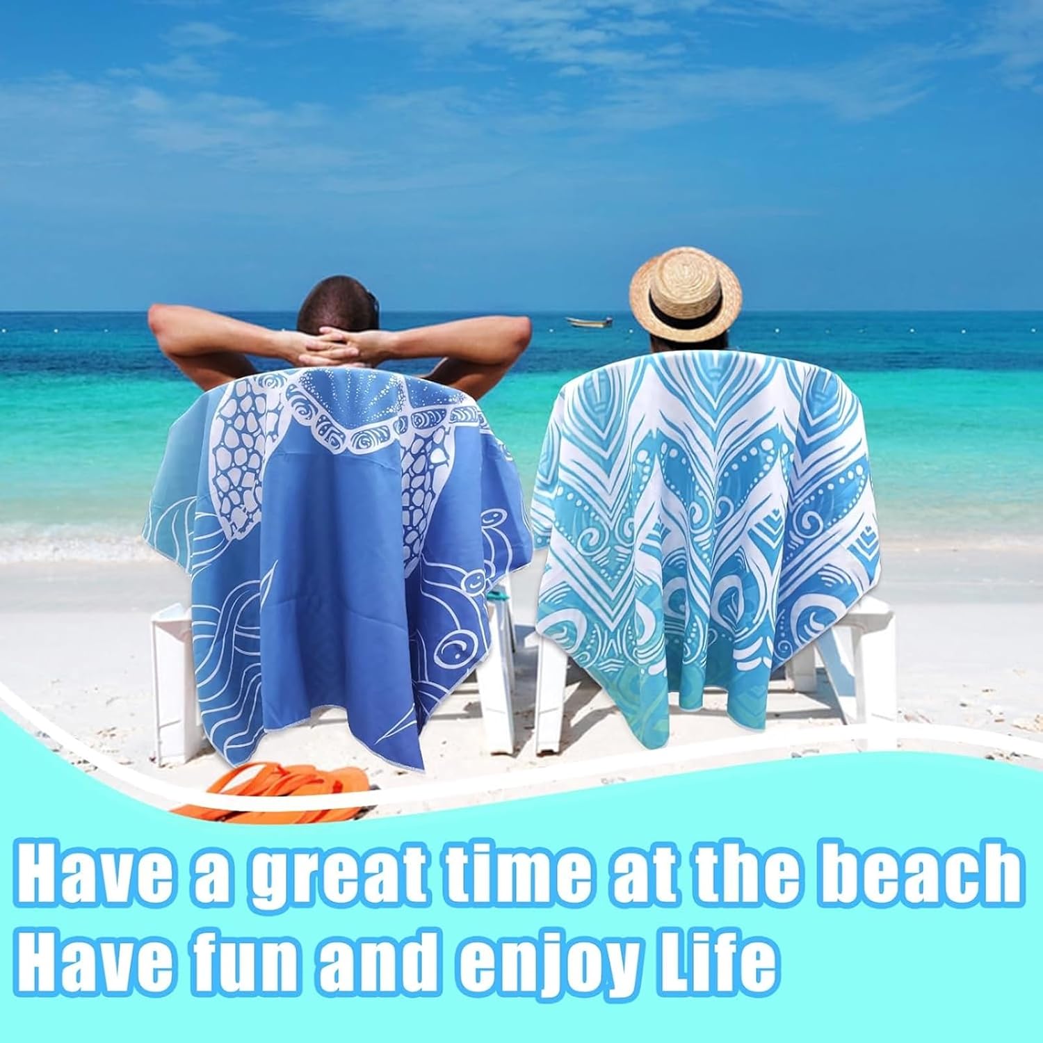 Thumbnail 1 de Microfibre Beach Towels for Adults 200x90cm (2 Pack) – Extra Large Sand-Free Quick Dry Towels, Gift Boxed, 250 GSM