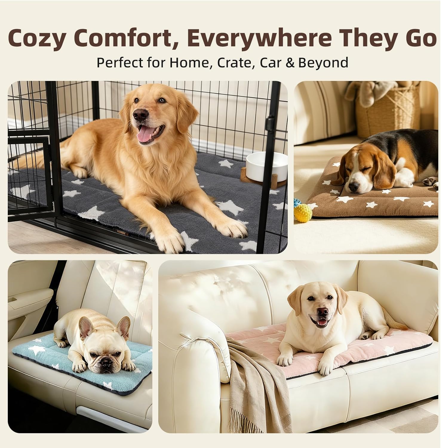 Thumbnail 6 de MORA PETS Medium Dog Crate Bed Mattress 60 x 45cm (star pattern pink) – washable flat crate mat