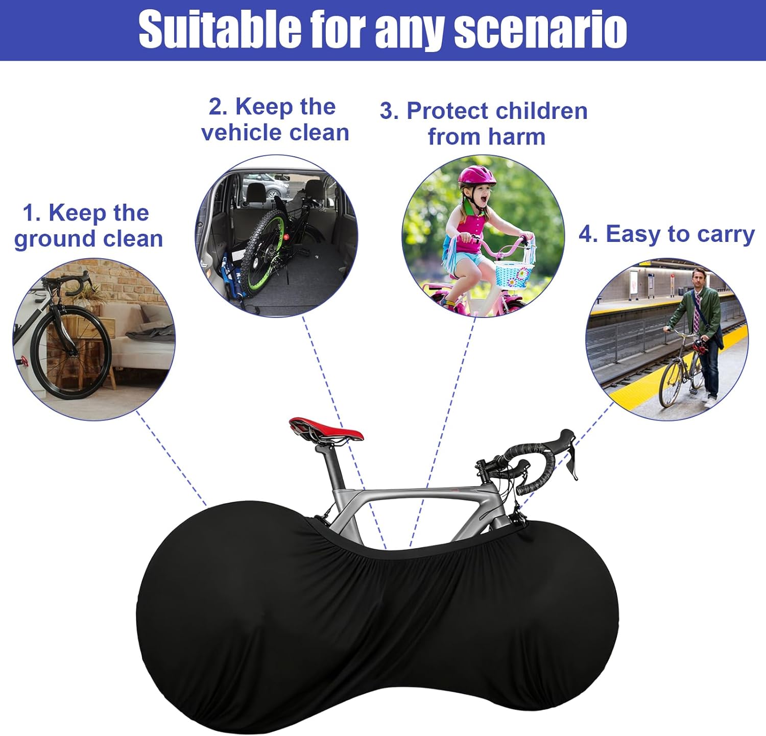 Thumbnail 2 de YYTECH 2er-Set Fahrradabdeckung schwarz – waschbar, staubdicht für Mountainbikes & Rennräder (24–26 Zoll)