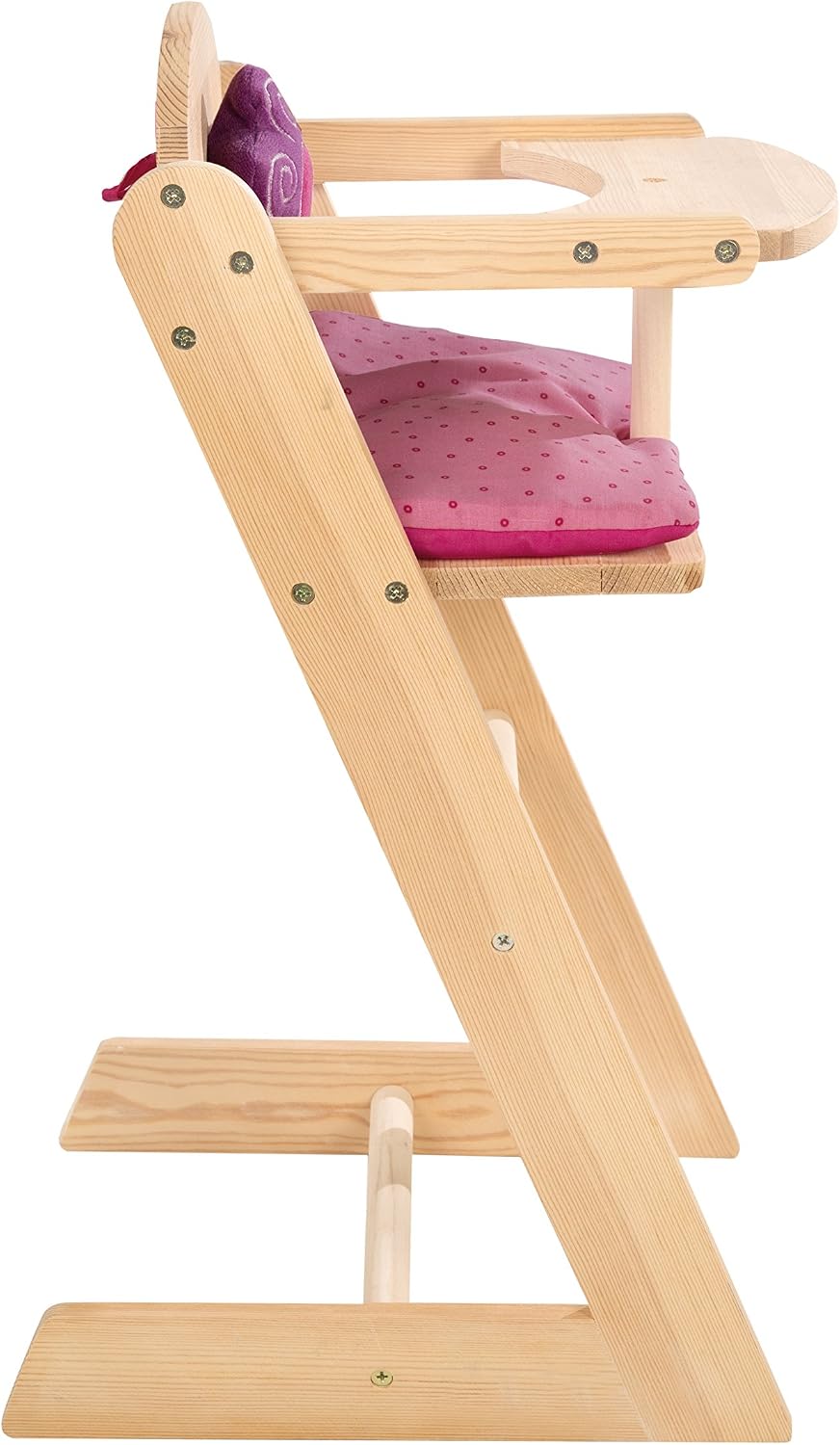 Detalle de roba Happy Fee houten poppenstoel met eetplank en textielaccessoires