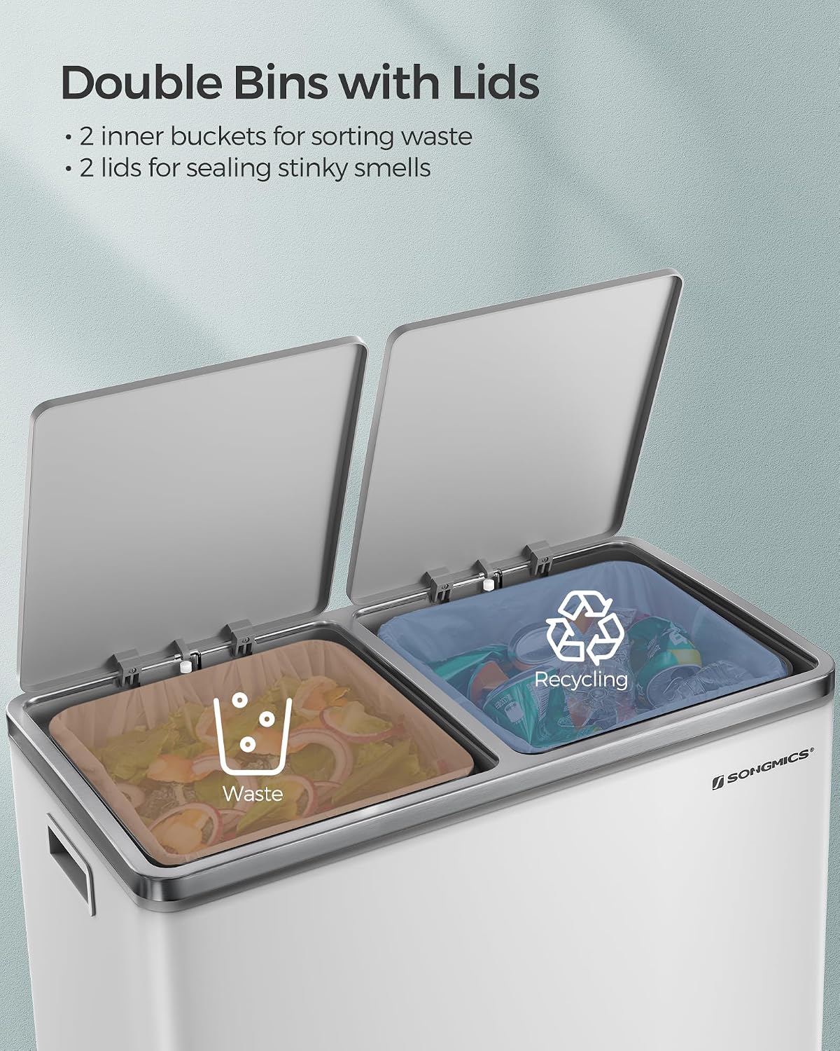 Detalle de Dual rubbish bin 2 x 8 gallons