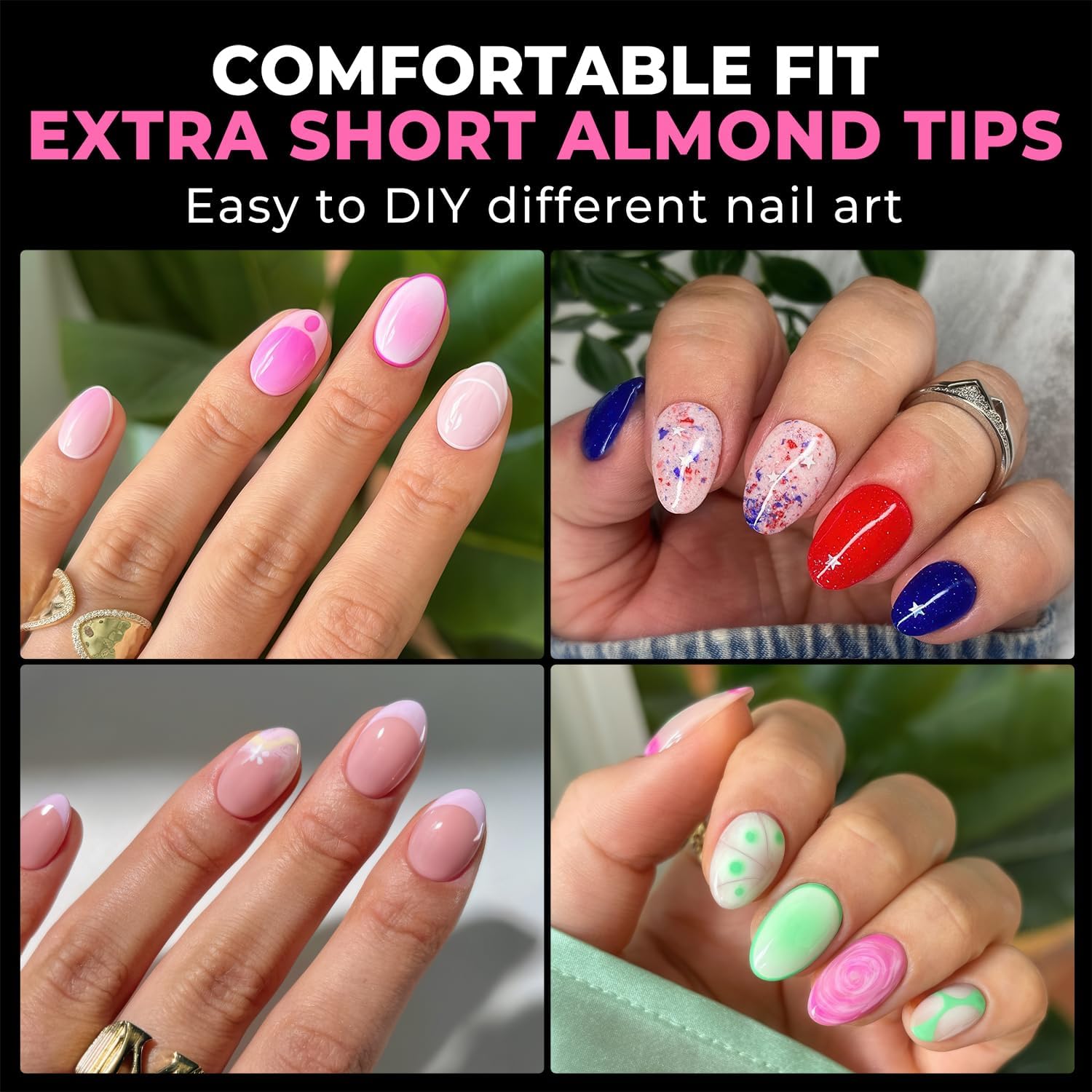 Detalle 2 de UNA GELLA Extra Short Almond Nail Tips 216PCS 💅