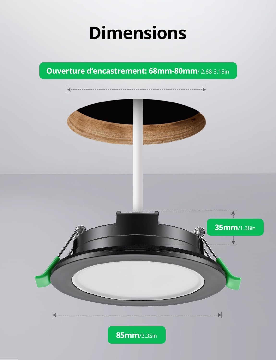 Detalle 2 de Bojim LED-inbouwspots, zwart, IP65, 2700 K, 5 W, set van 10