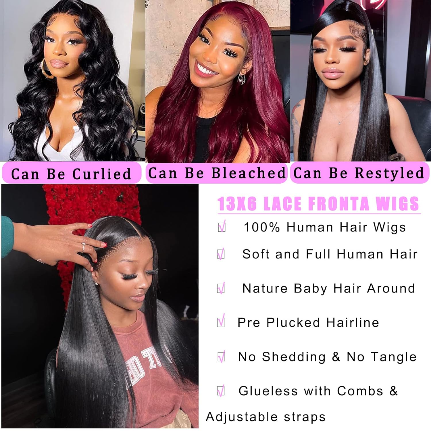 Detalle 2 de TTSMINS 13x6 Lace Front Wig 28-inch, 180% density ๐โ