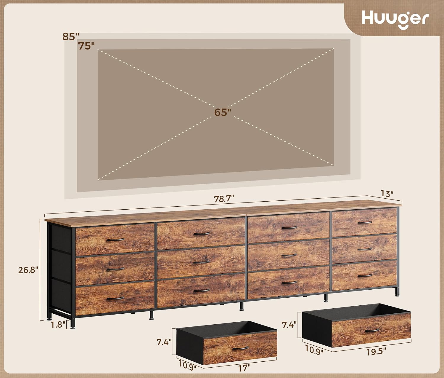 Thumbnail 2 de Huuger Fabric Dresser, 12 Drawers