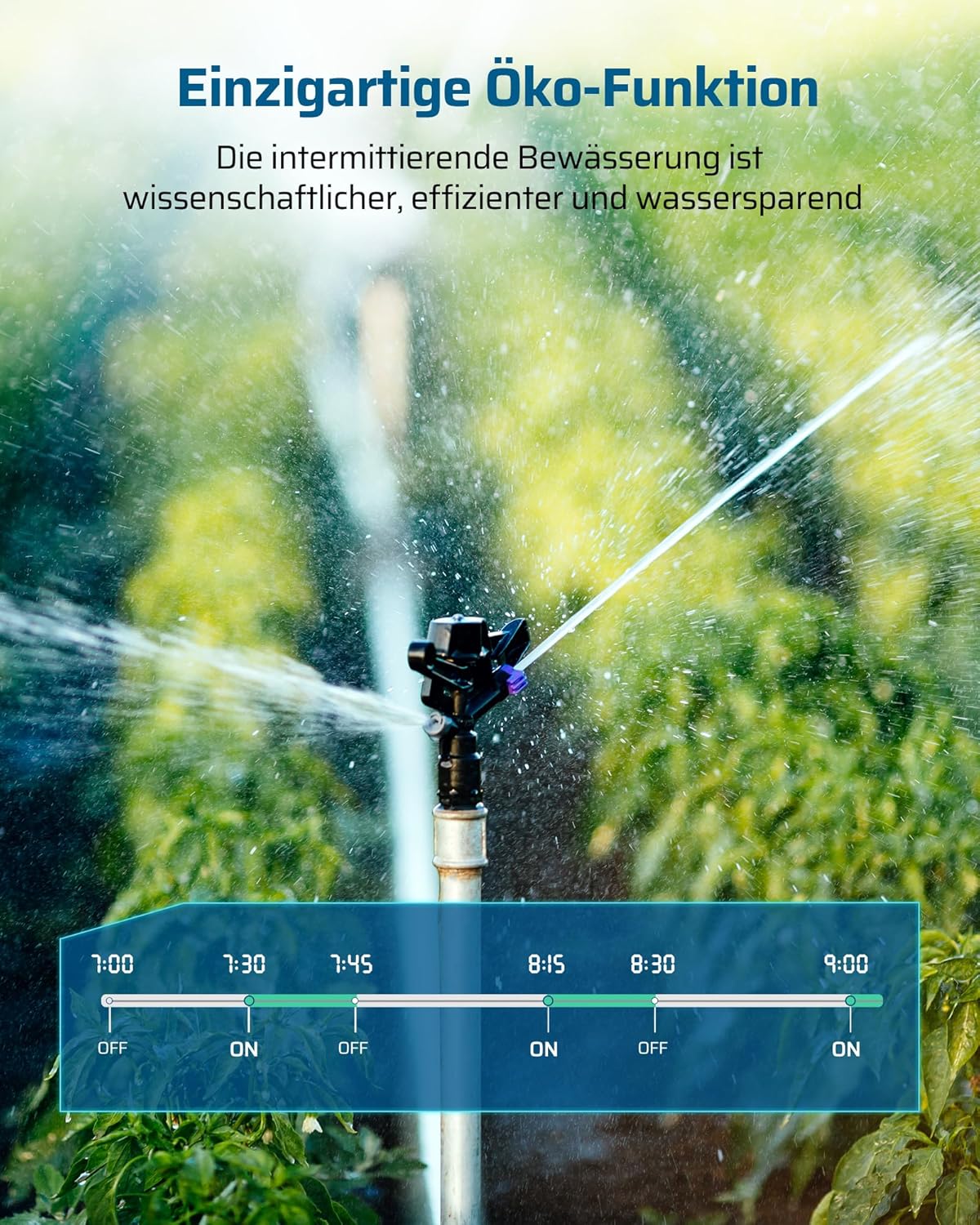Detalle de DEWENWILS Centralina irrigazione: timer con 2 uscite indipendenti, ritardo pioggia ed ECO per giardini