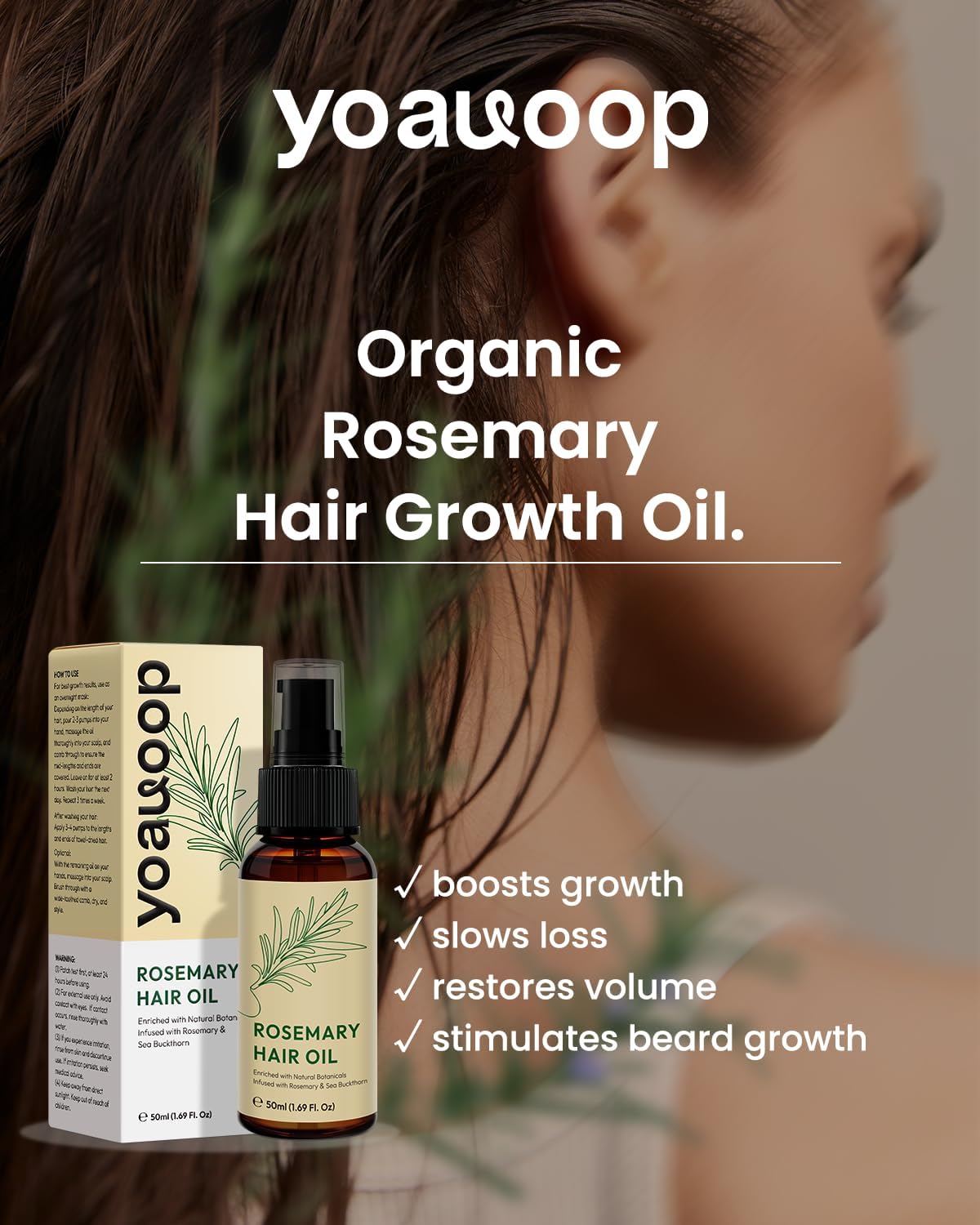 Detalle de Yoauoop Olio di Rosmarino 50 ml per capelli
