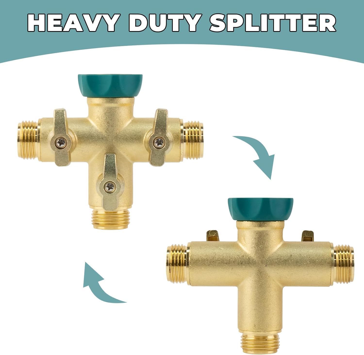 Detalle 2 de Hydrogarden Heavy Duty Metal 3 Way Garden Hose Splitter with Shut-Off Valves (3/4 inch)