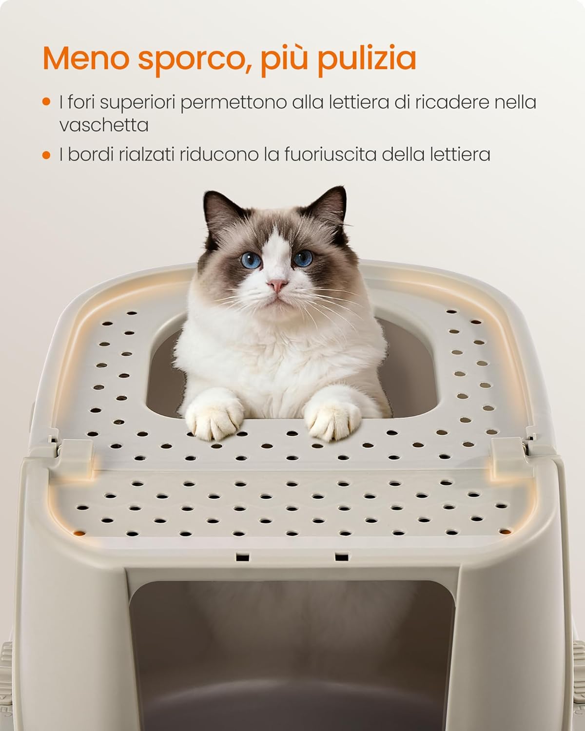 Thumbnail 4 de Feandrea Lettiera XXL per Gatti con Coperchio e Paletta – Colore Avena e Grigio Caldo PPT011LH01