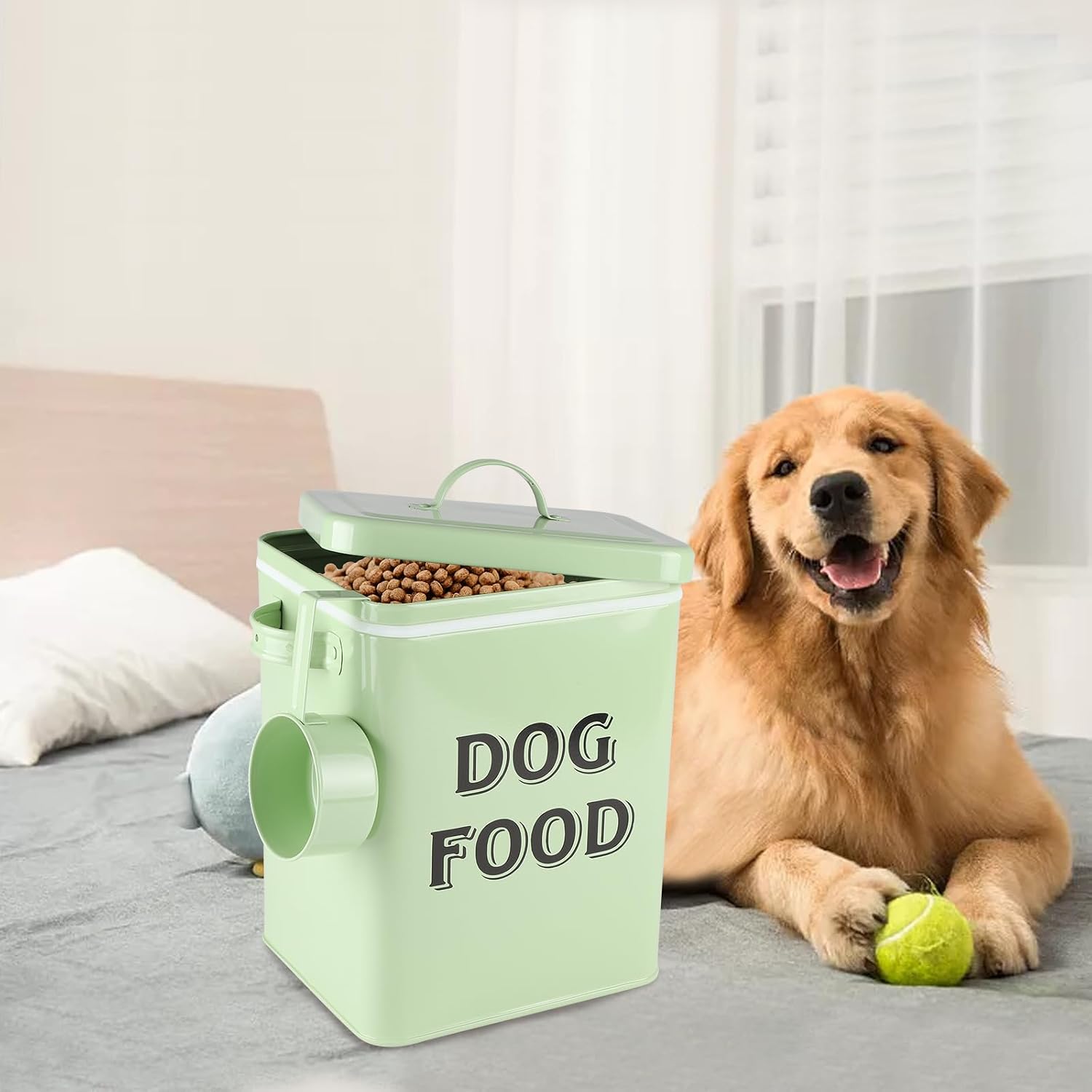 Thumbnail 6 de Dog Food Storage Container: Vintage-Style Metal Canister with Lid, Scoop, and Enamel Finish