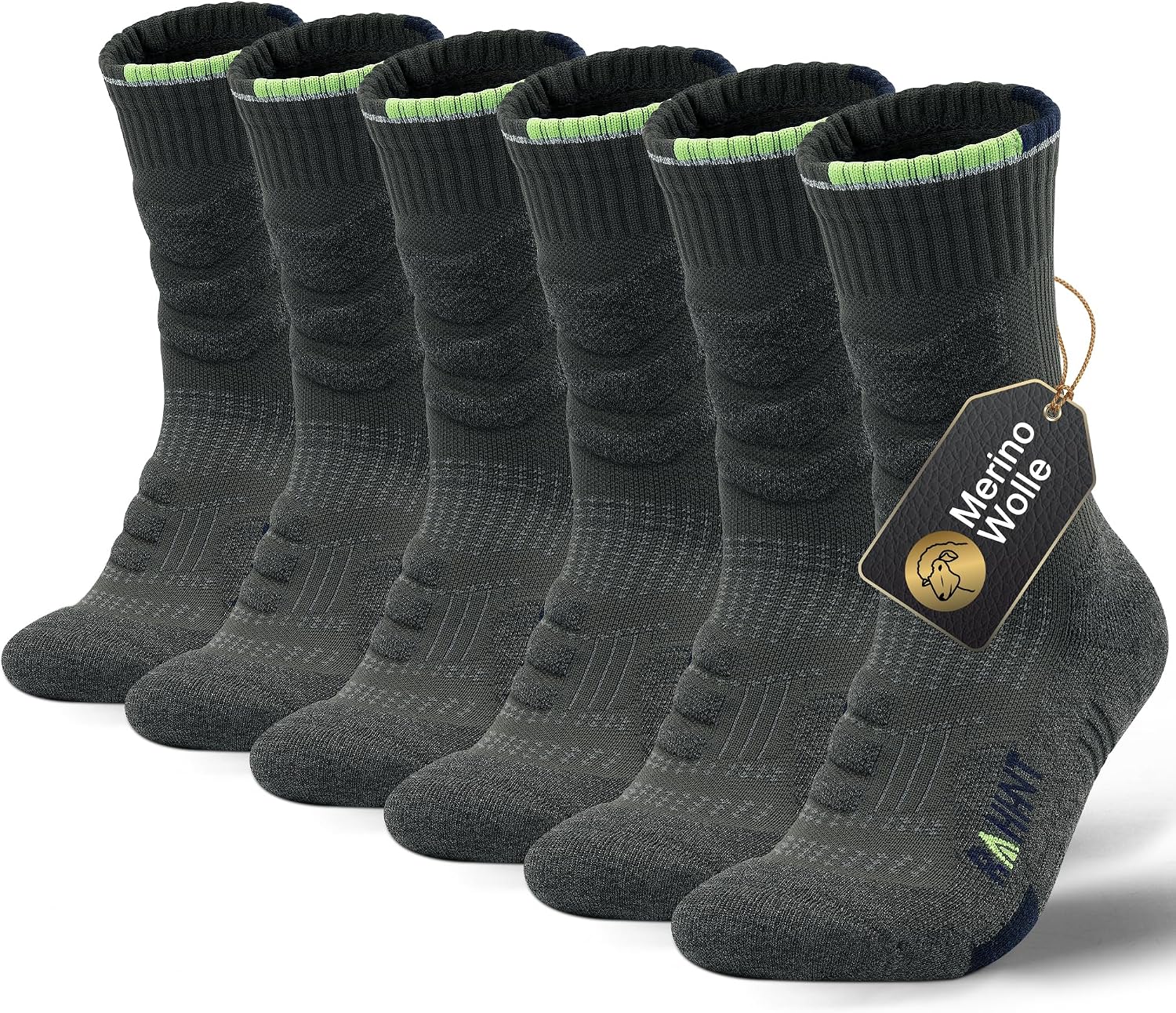 Merino Wool Hiking Walking Socks (Men & Women) – Thick Anti-Blister Cushioned Compression, 3 Pairs Unisex