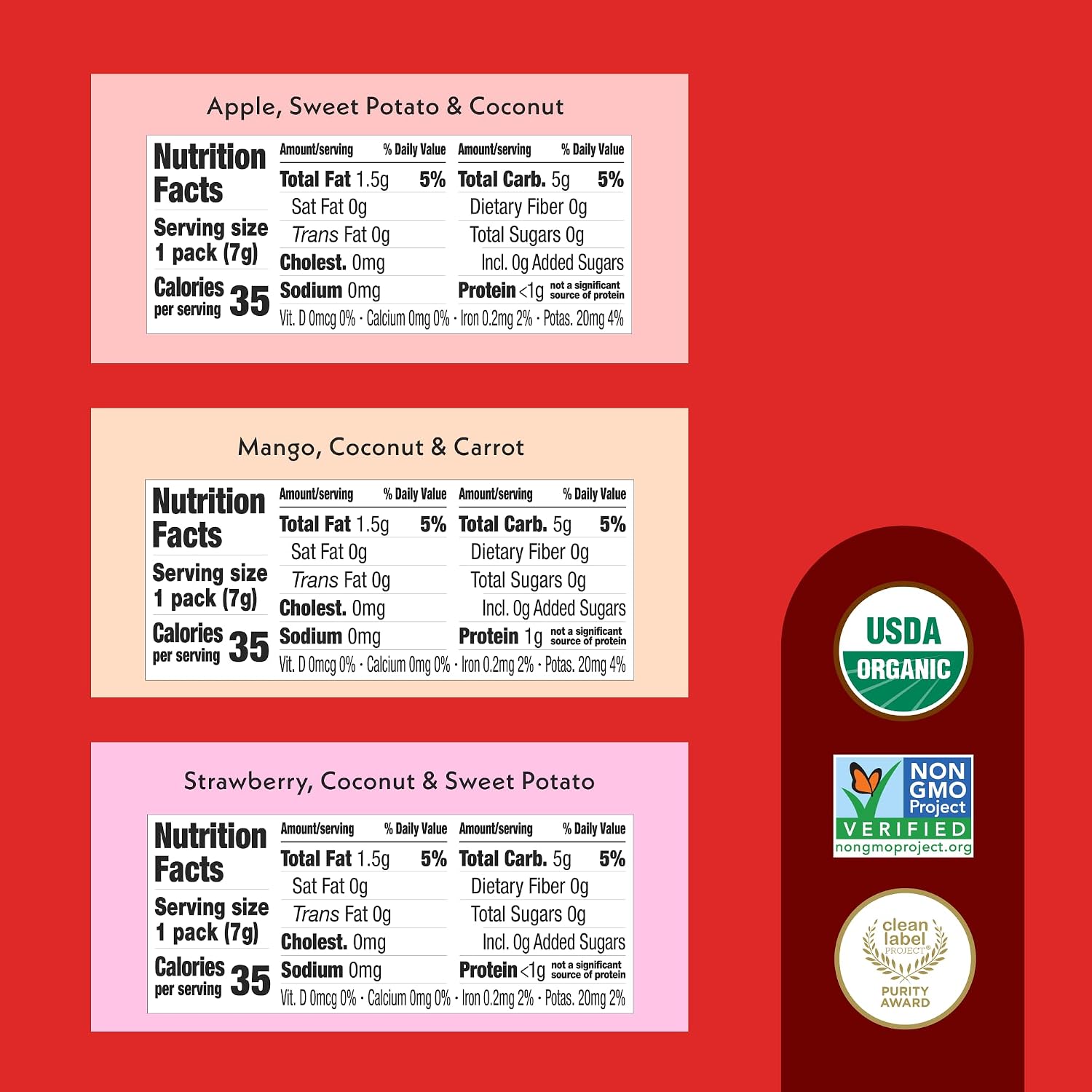 Thumbnail 1 de Once Upon a Farm Organic Puffs Variety Pack, 30 Ct, Non-GMO, Sorghum-Based