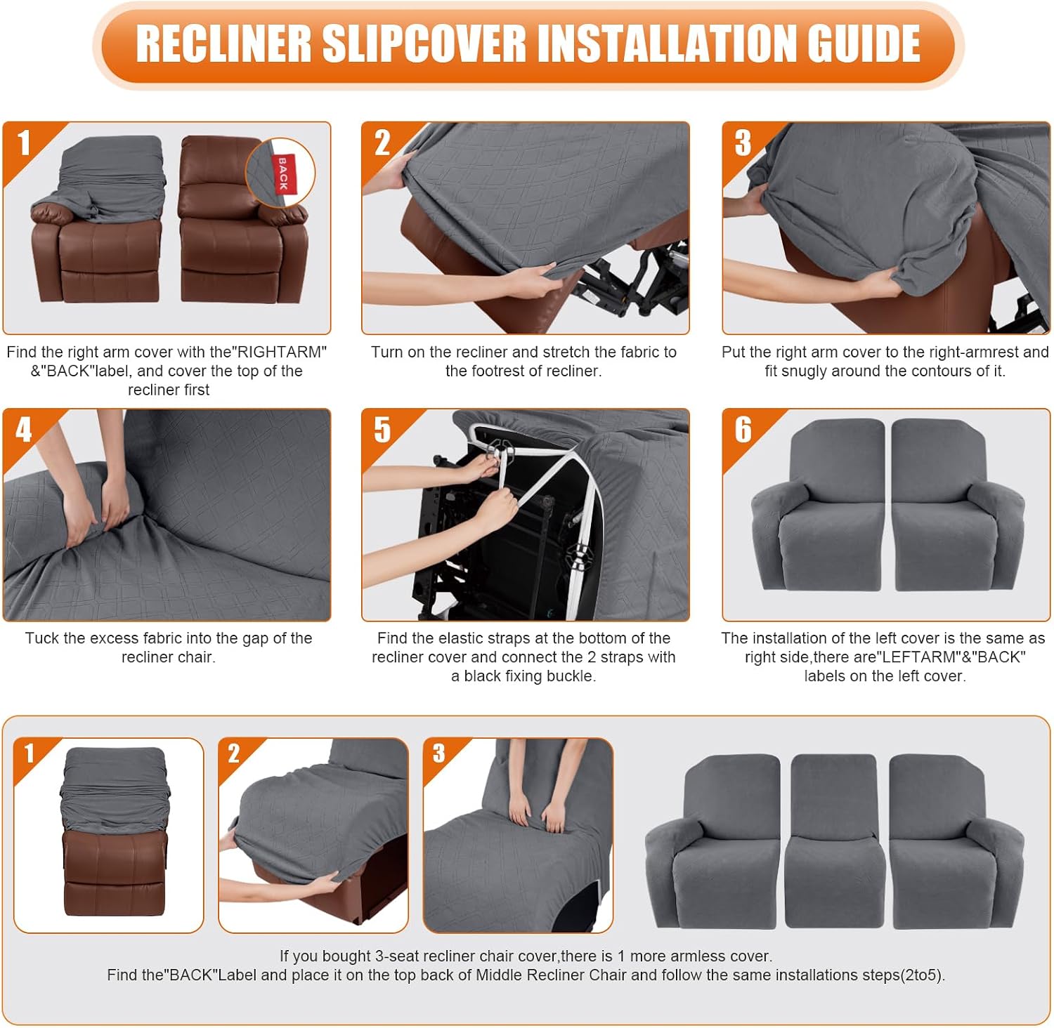 Thumbnail 2 de VANSOFY Recliner Cover 72-91 in 🛋
