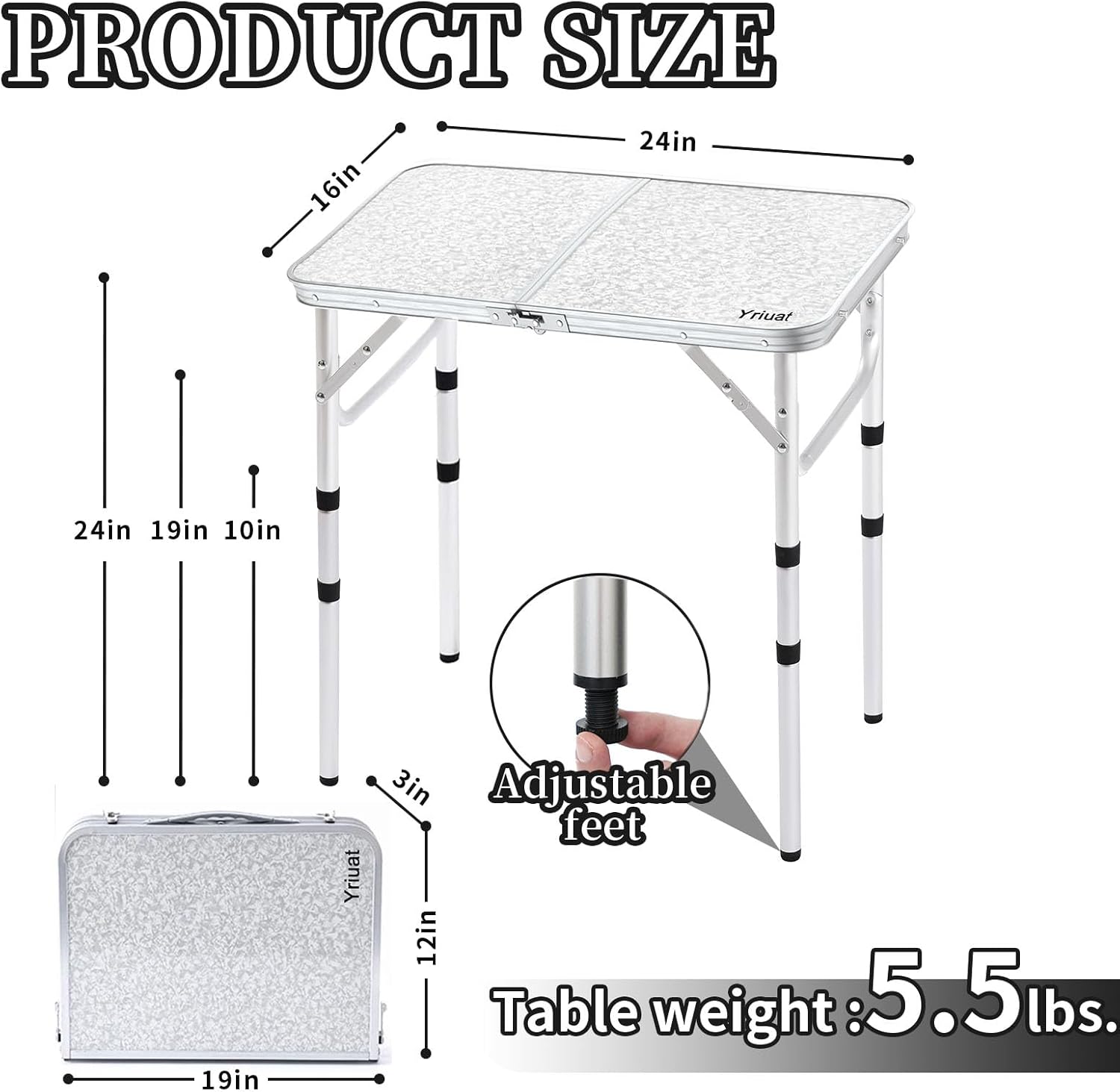 Thumbnail 2 de Yriuat Folding Camping Table 2ft portable camping table