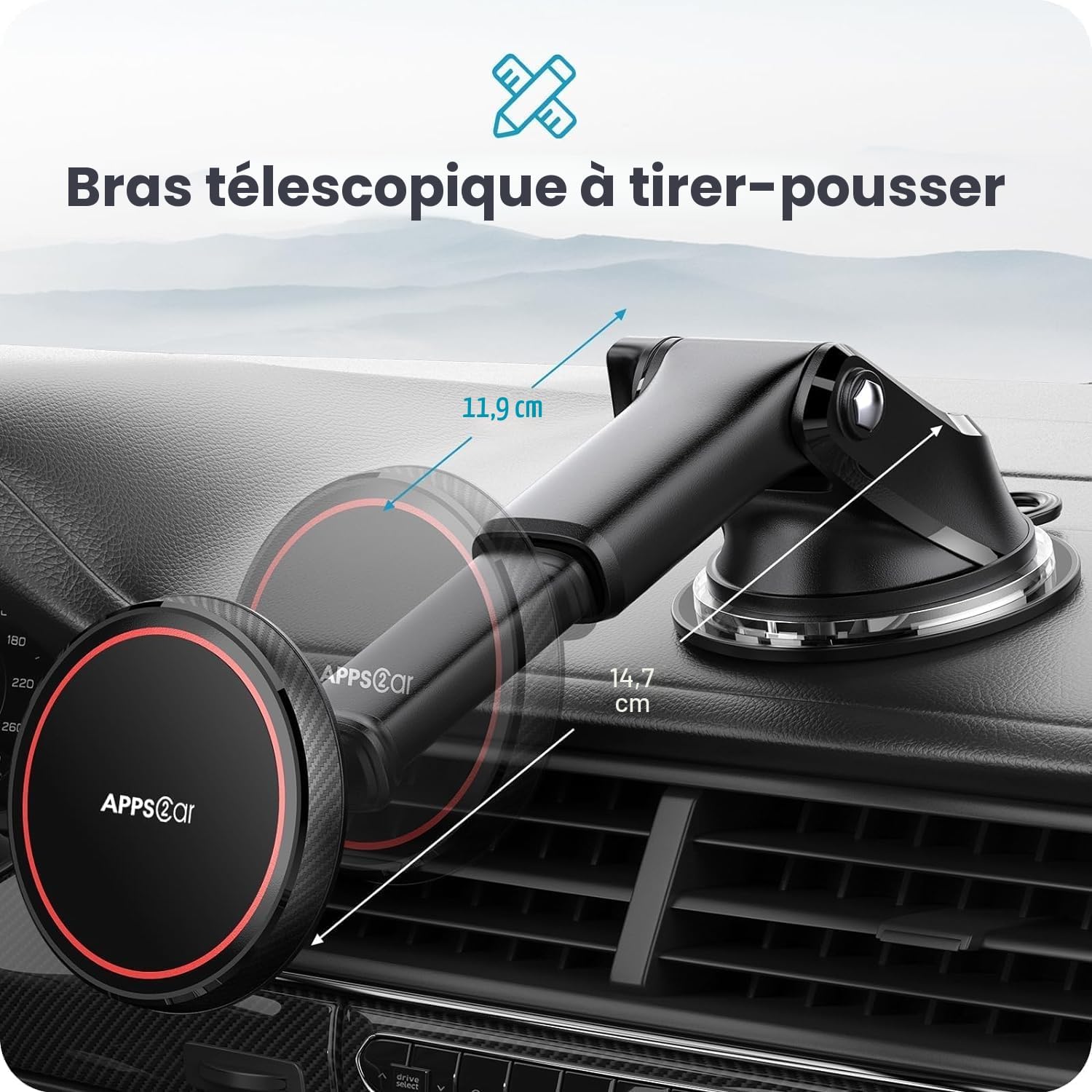 Detalle 2 de APPS2Car Support MagSafe voiture 7 cm