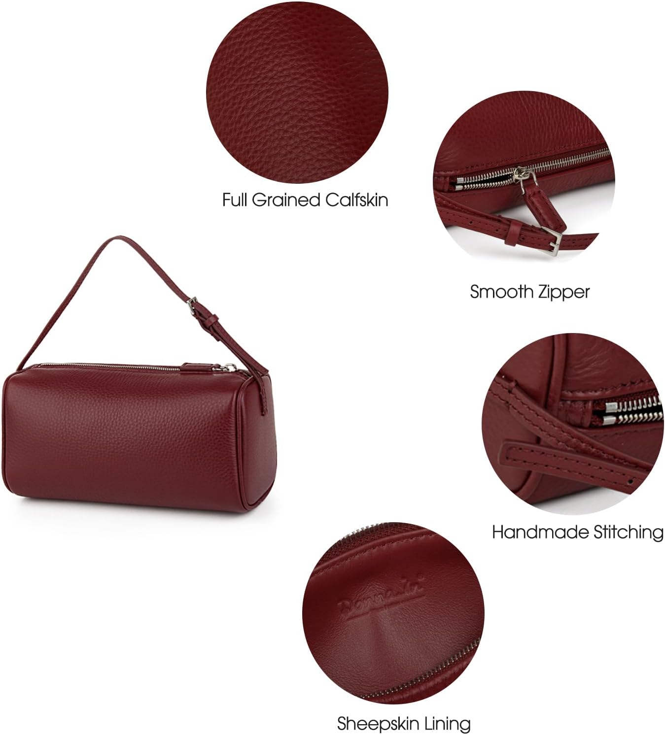 Detalle de DONNAIN Premium Full-Grained Leather Crossbody Purses for Women: A Practical Barrel-Style Day Bag
