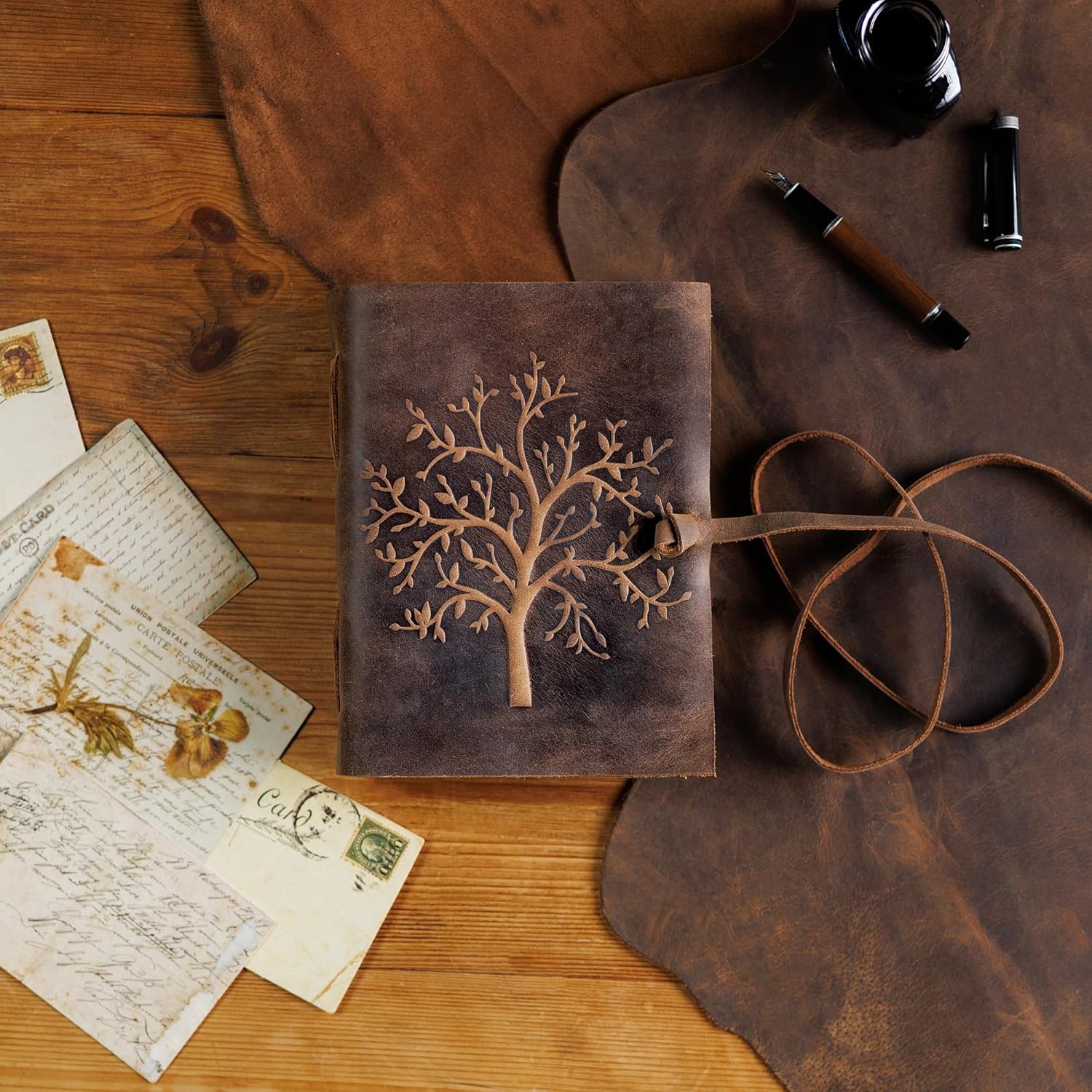 Detalle 2 de moonster Cuaderno de Cuero Árbol de la Vida 18x13 cm