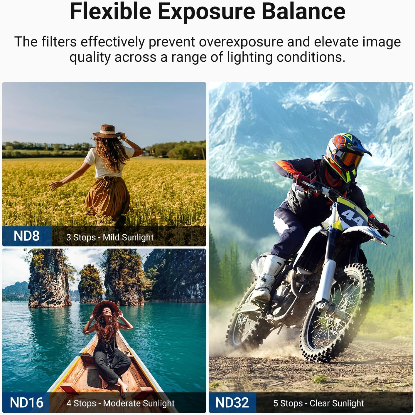Detalle 2 de NEEWER CPL + ND Filter Set FL-B100 for DJI Osmo Action 6 (4 Pack: ND8/16/32 + CPL)