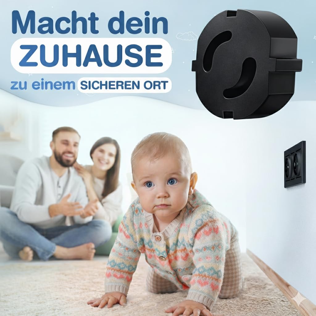 Detalle de Adlersfeld® Steckdosen Kindersicherung (20er-Pack) – Steckdosenschutz gegen Stromschläge, schwarz