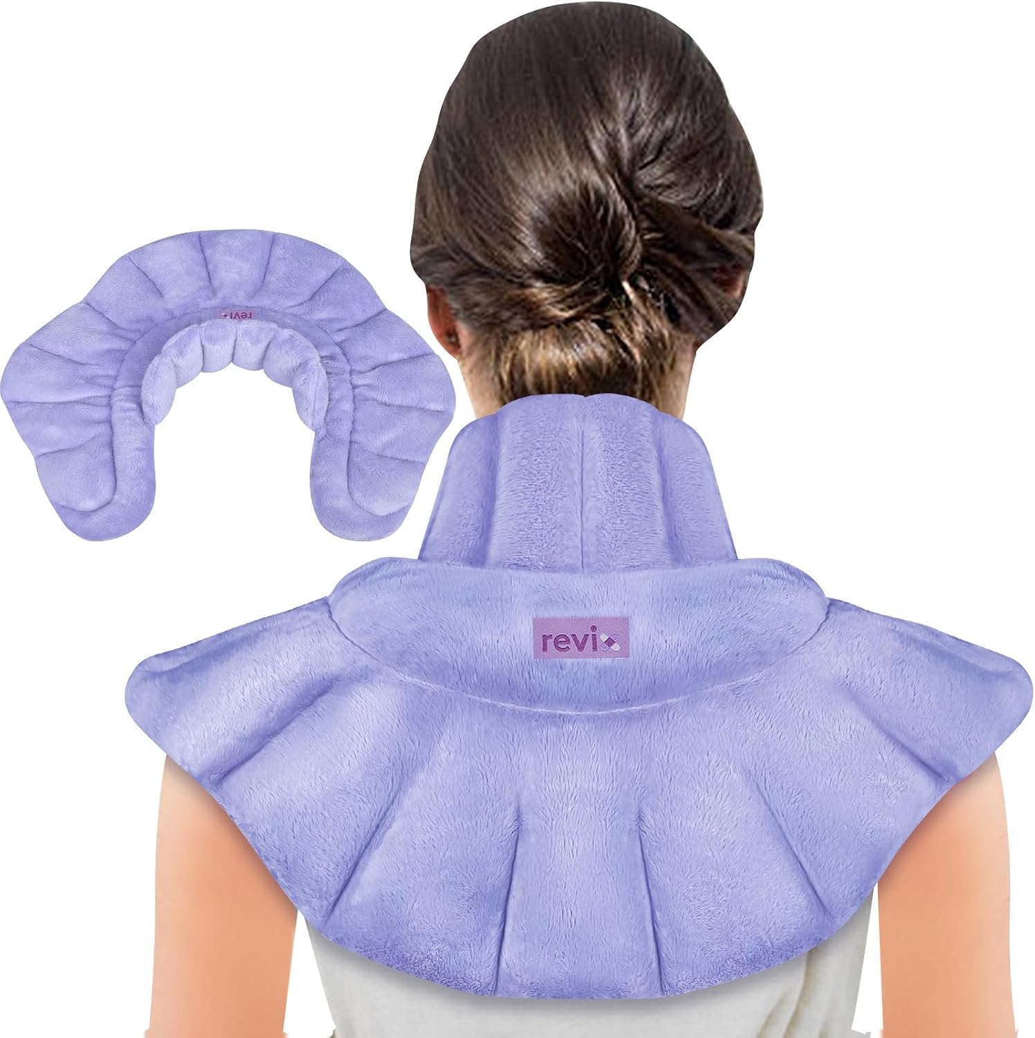 Detalle de REVIX REX006 Weighted Microwaveable Neck and Shoulder Wrap, Plush with Lavender Aromatherapy