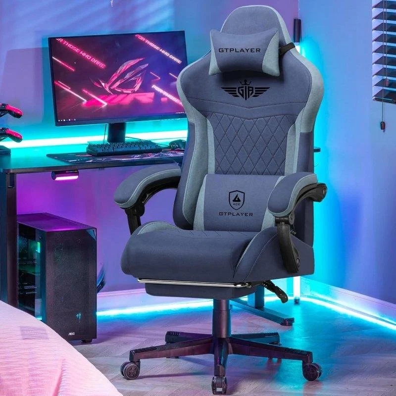 Thumbnail 3 de Silla Gaming GTPLAYER Ergonómica con soporte lumbar y respaldo ancho (150 kg) – Tela azul oscuro