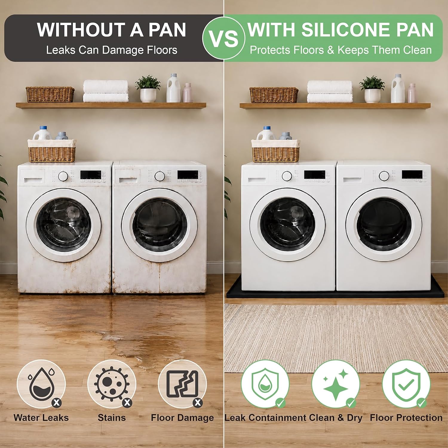 Thumbnail 4 de YLNJT PSP-2 Silicone Washing Machine Drain Pan, 58 x 34.5-Inch, 1-Inch Edge