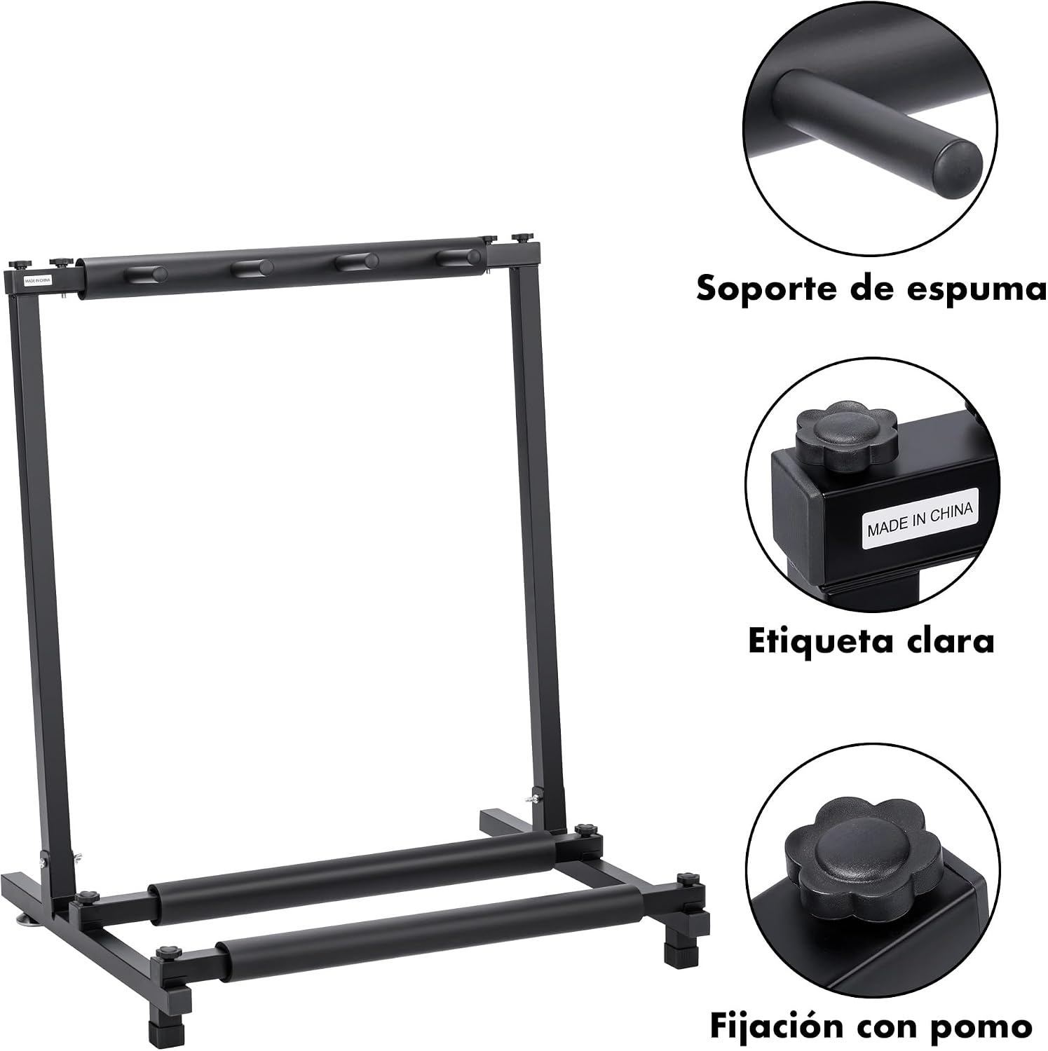Detalle de Soporte Guitarra de suelo para 3 instrumentos de T-LOVENDO.ES | Rack plegable universal
