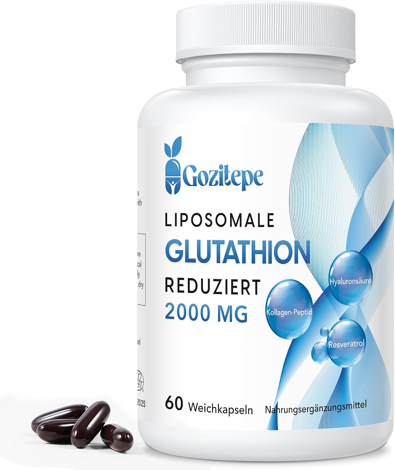 Thumbnail 6 de Liposomales Glutathion reduziert 2000 mg pro Portion – Glutathion Ergänzung mit Hyaluronsäure, Kollagenpeptid & Resveratrol