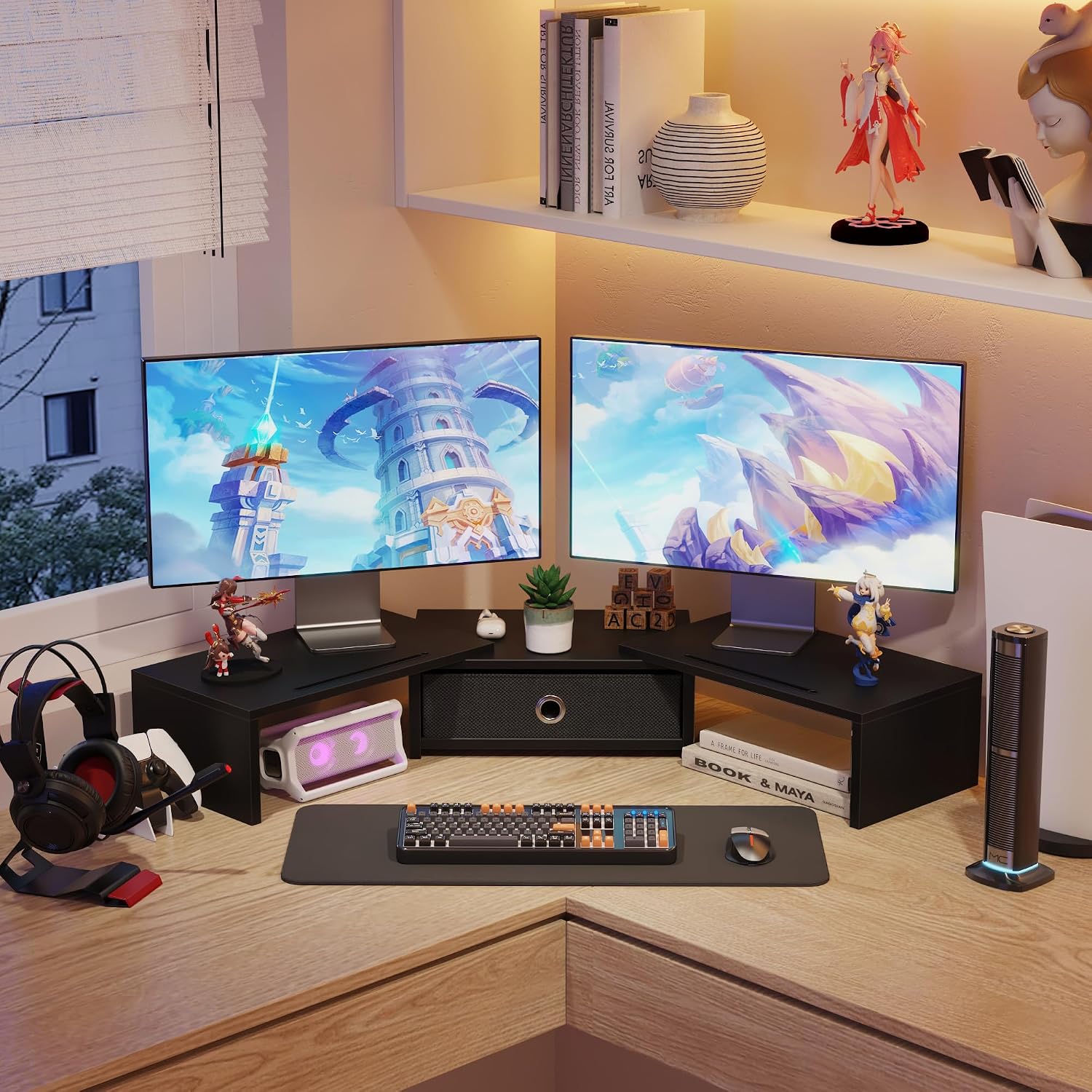 Detalle 1 de OYRREU Monitorerhöhung 15,5 cm für 2 Monitore