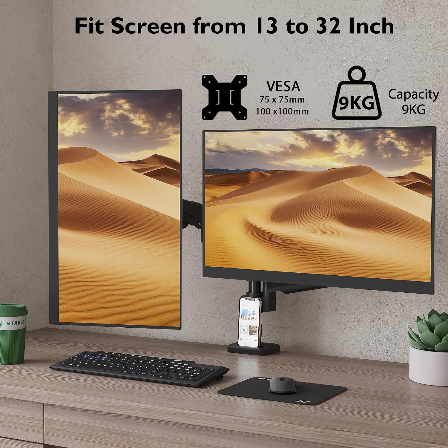 Thumbnail 3 de BONTEC Monitor Halterung für 2 Monitore 13–32 Zoll