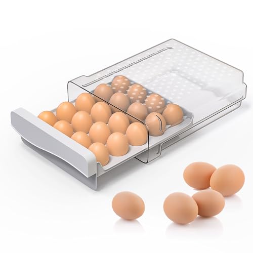 Deecam huevera para frigorífico tipo cajón, 20 huevos (plástico apilable y transparente)