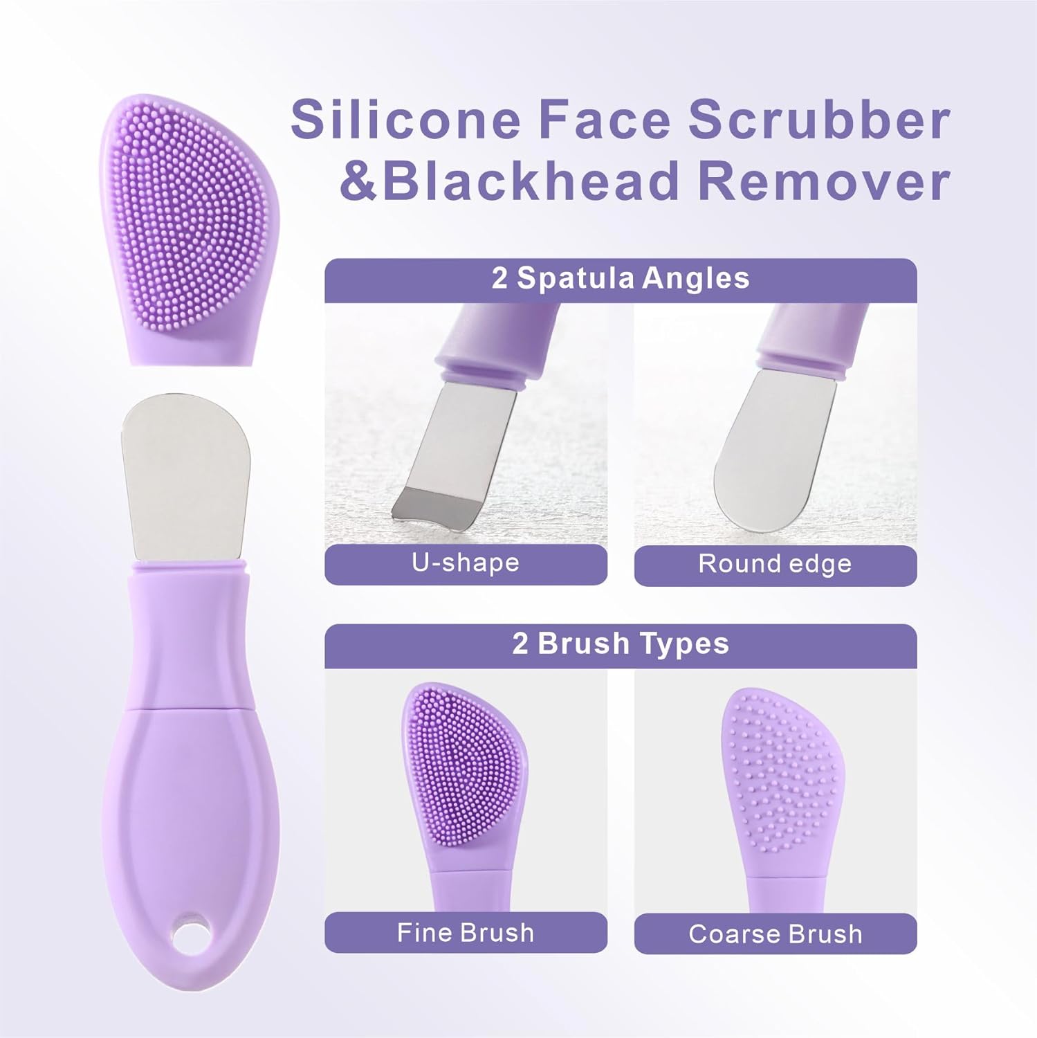 Thumbnail 1 de YEADMAL Blackhead Remover & Silicone Face Scrubber (Purple) – 2-in-1 cleansing tool