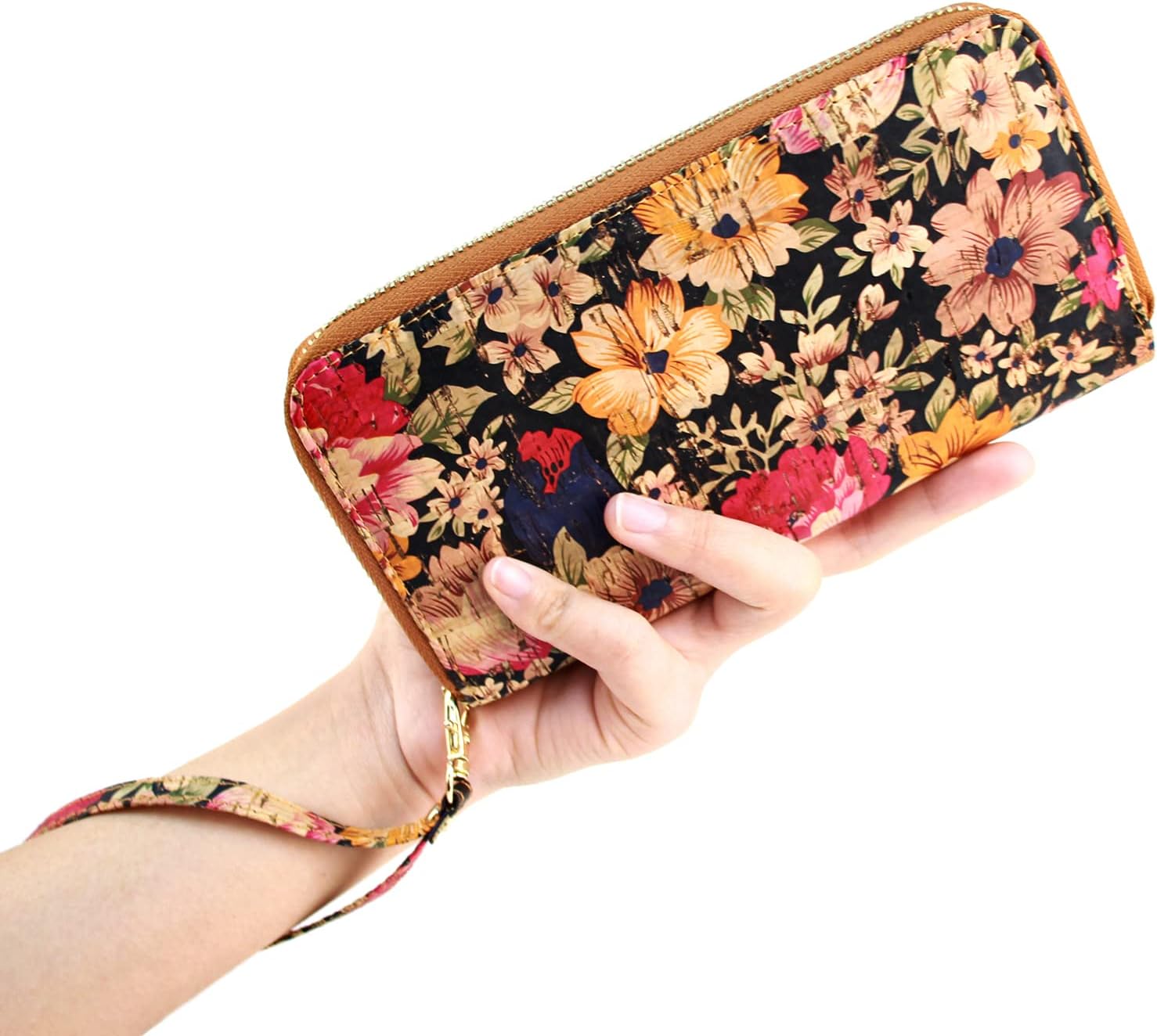 Detalle 2 de Boshiho Women's Cork Wallet: A Practical Vegan Long Purse with RFID Protection
