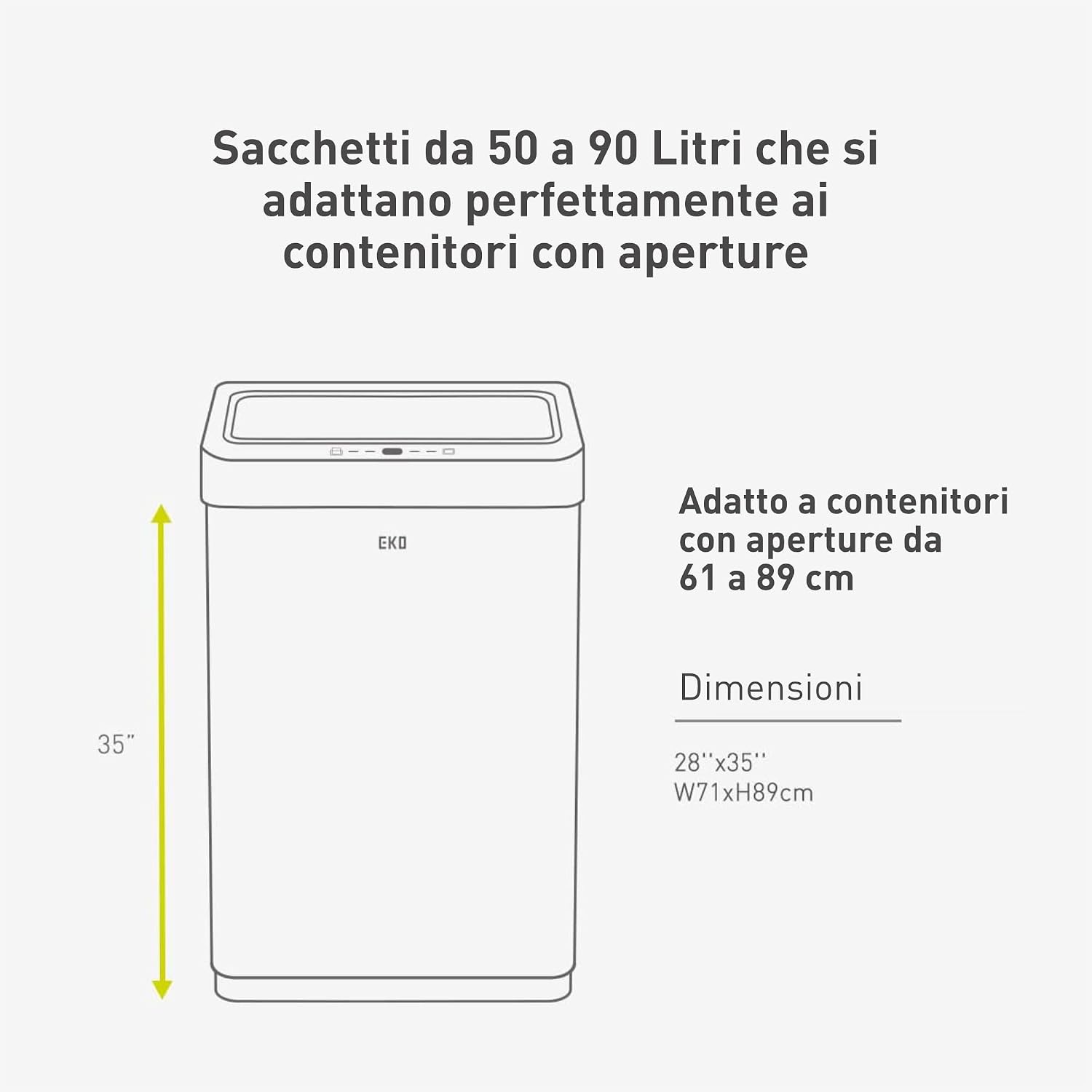 Detalle de EKO Sacchetti Pattumiera Code G 60 Pezzi (50-90 L) – Ultra Resistenti, Anti-Perdita, con Maniglie a Chiusura Automatica