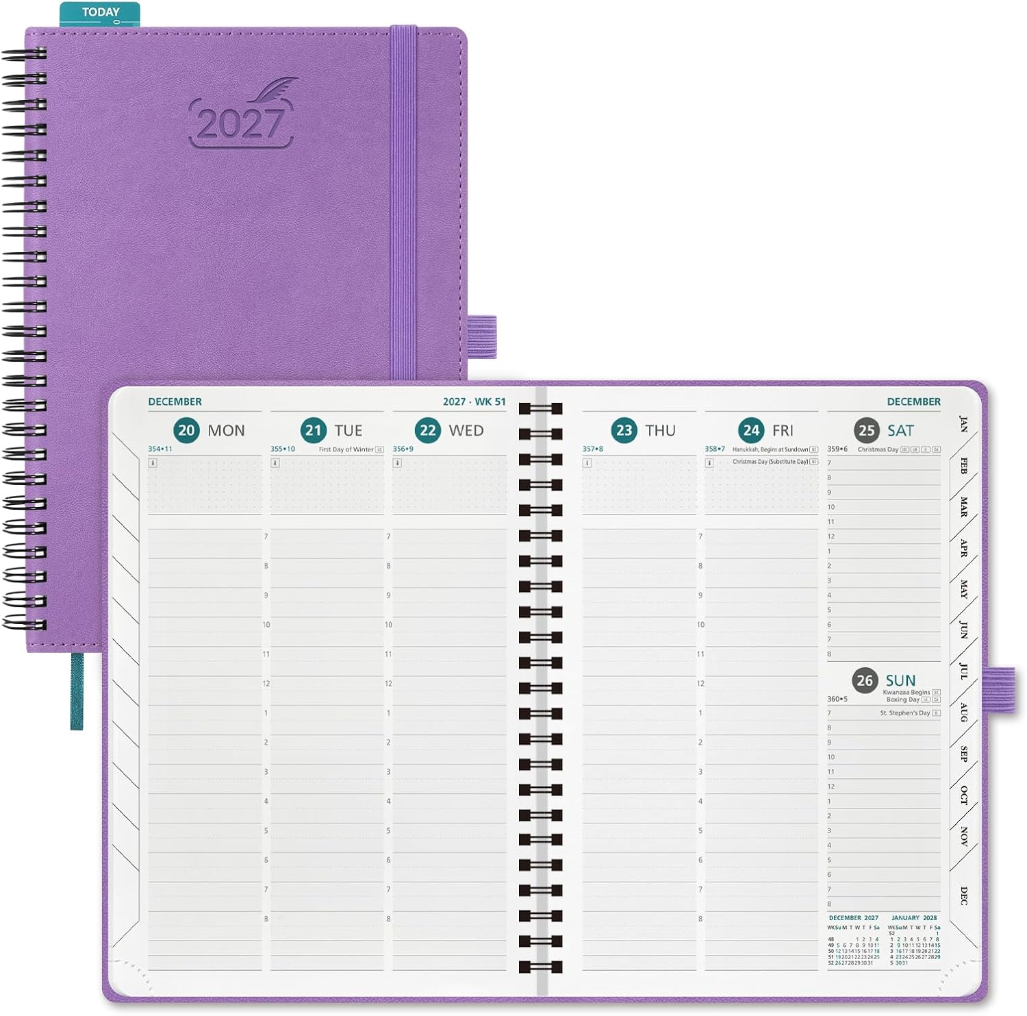 Detalle de BEZEND BZ-P210W01L-27-LV 2027 Planner, Lavender, Hourly Weekly & Monthly