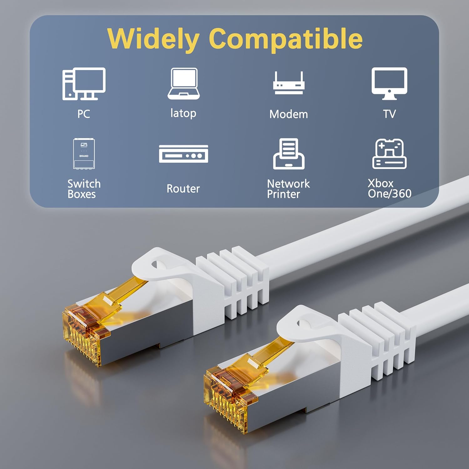 Detalle de iwillink 20x 0,5 m CAT7 Patchkabel – kurzes, geschirmtes LAN-Kabelset (S/FTP, Kupfer, Weiß)