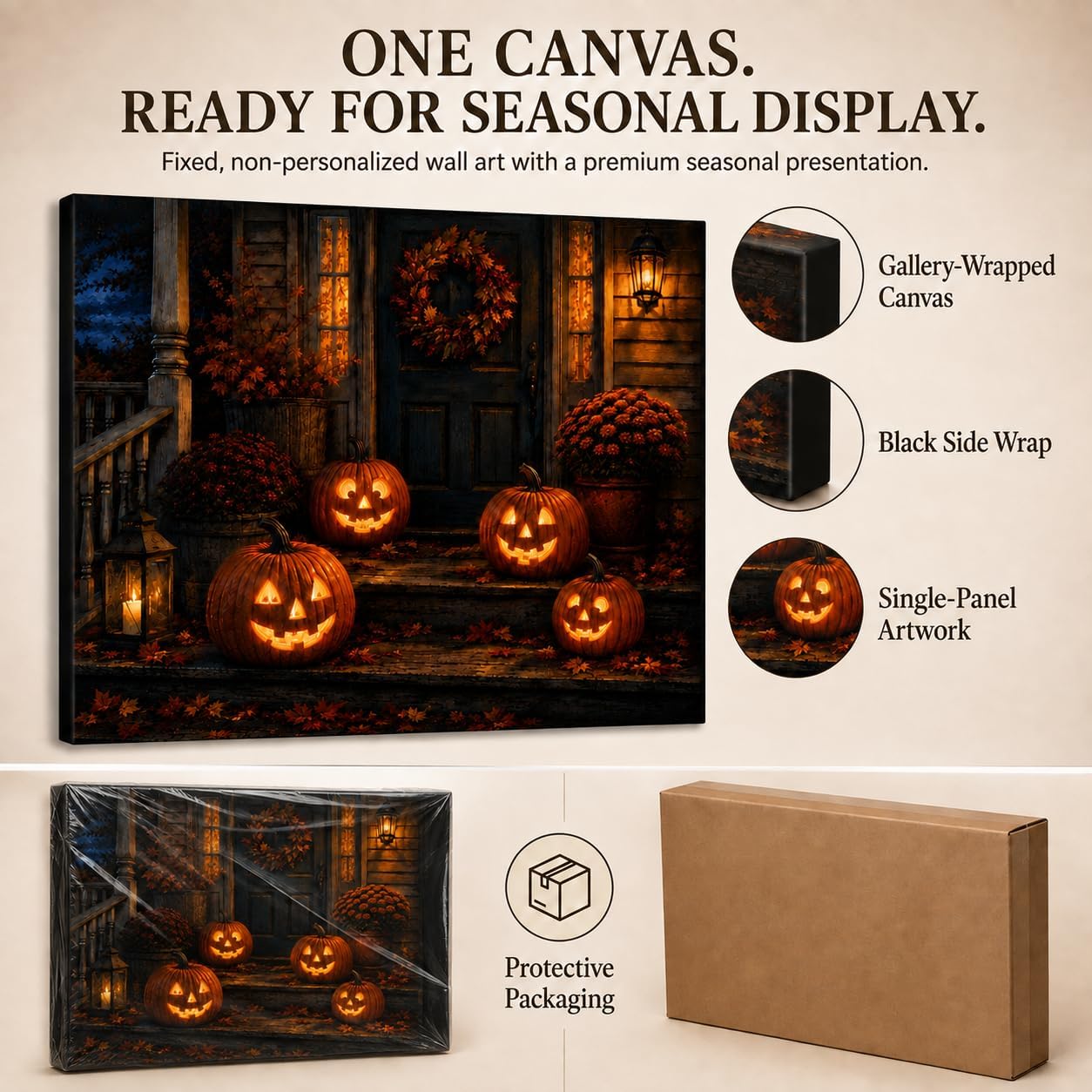 Thumbnail 6 de VYPEROCK Jack-o'-Lantern Porch Canvas Wall Art, 16 x 20-Inch Landscape