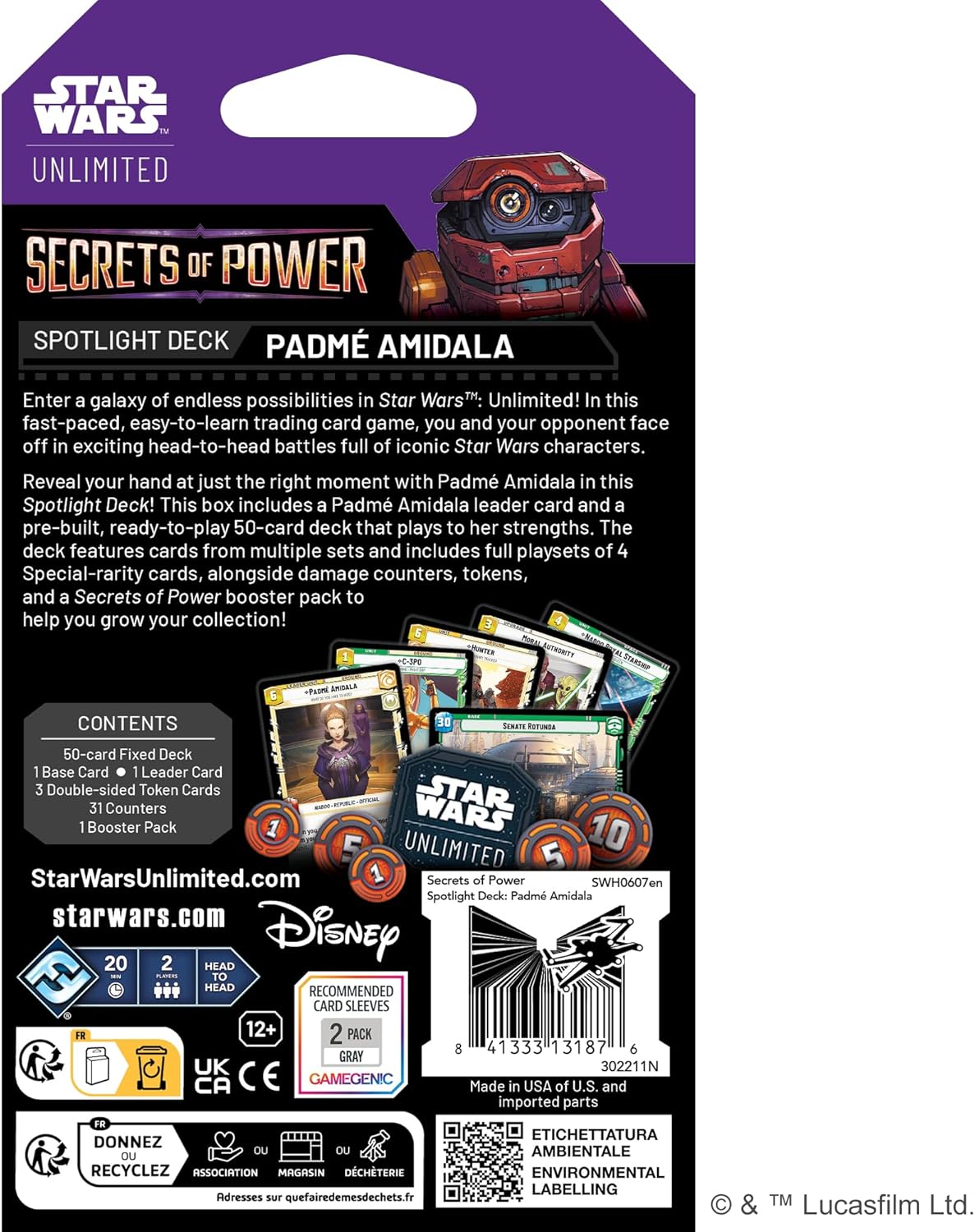Thumbnail 2 de Asmodee - FFG - Star Wars: Unlimited Secrets of Power — Deck Padmé Amidala (50 cartes) et booster