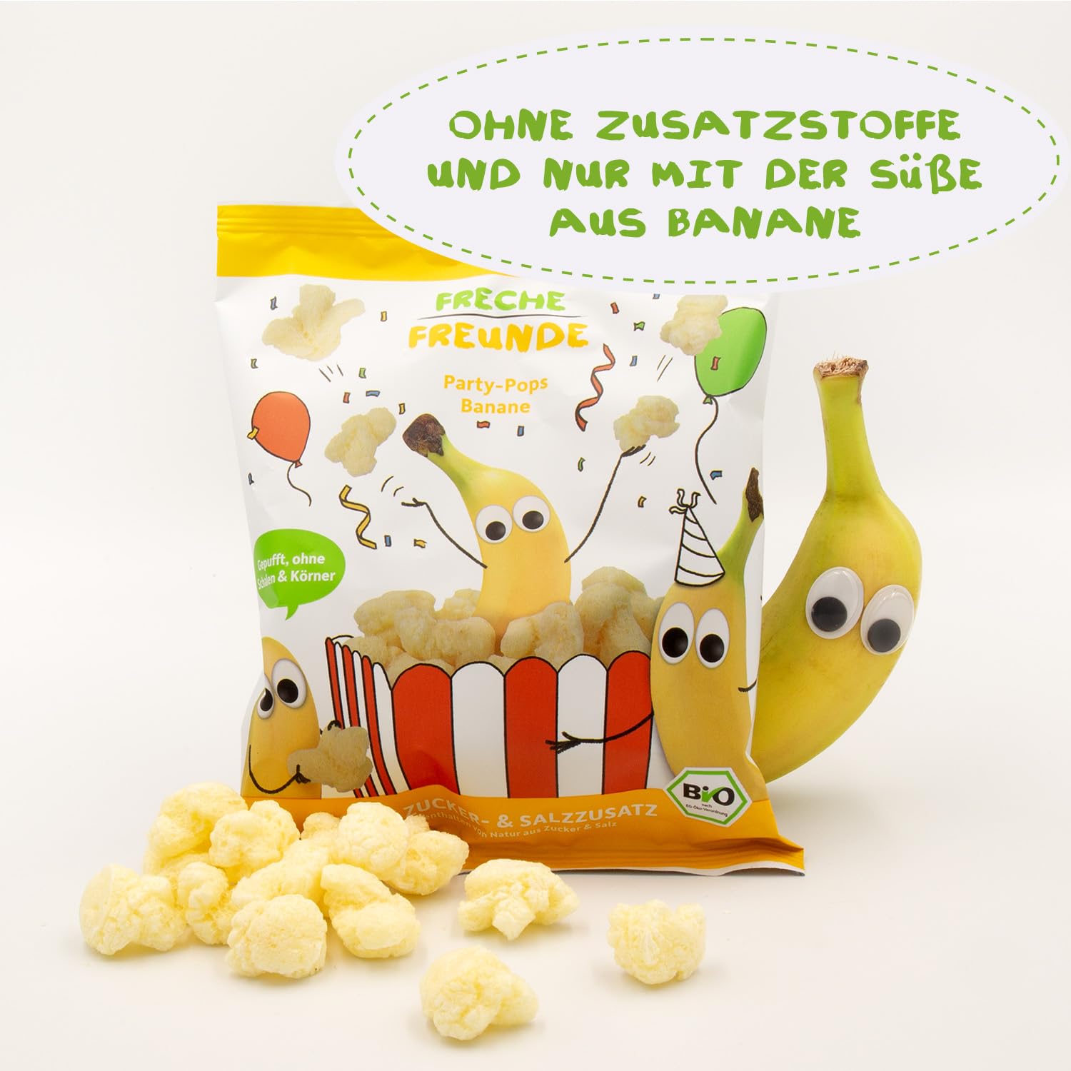 Thumbnail 2 de FRECHE FREUNDE Bio Party-Pops Banane – Bio Popcorn für Kinder ab 1 Jahr (8 x 15 g), ohne Zuckerzusatz