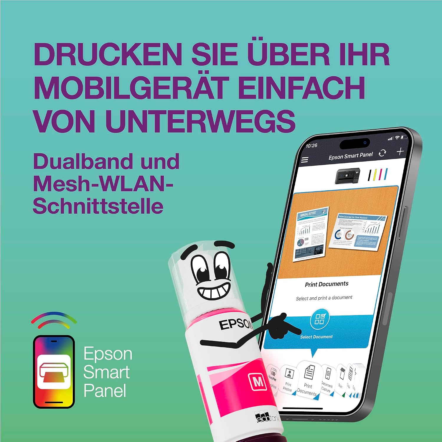 Thumbnail 5 de Epson EcoTank ET-3950 Multifunktionsdrucker mit Wi‑Fi