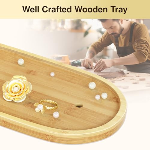 Thumbnail 3 de niffgaff Soporte para Joyas: Organizador de Joyas en Bandeja de Madera Dorada, 32 cm