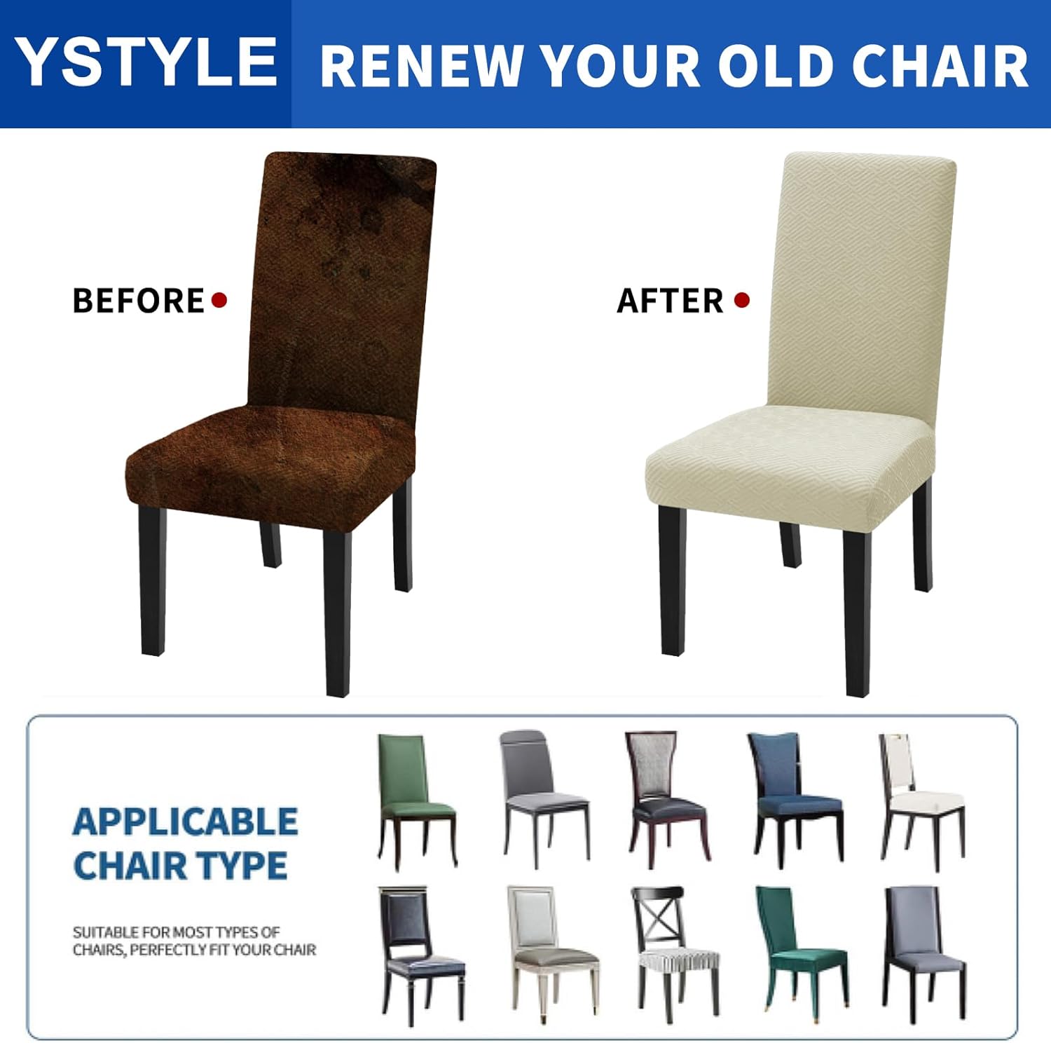 Thumbnail 4 de Ystyle Housse De Chaise 6 Pièces 48‑70 cm