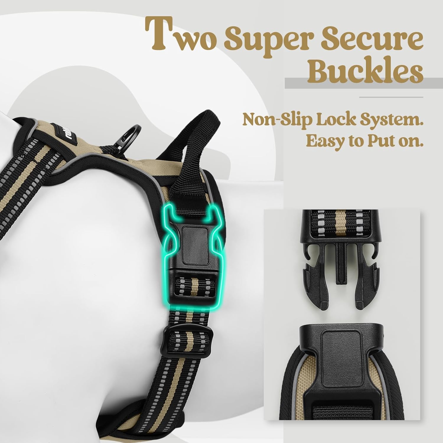 Detalle 2 de Rabbitgoo Medium No Pull Dog Harness with Dual Leash Clips and Easy Control Handle