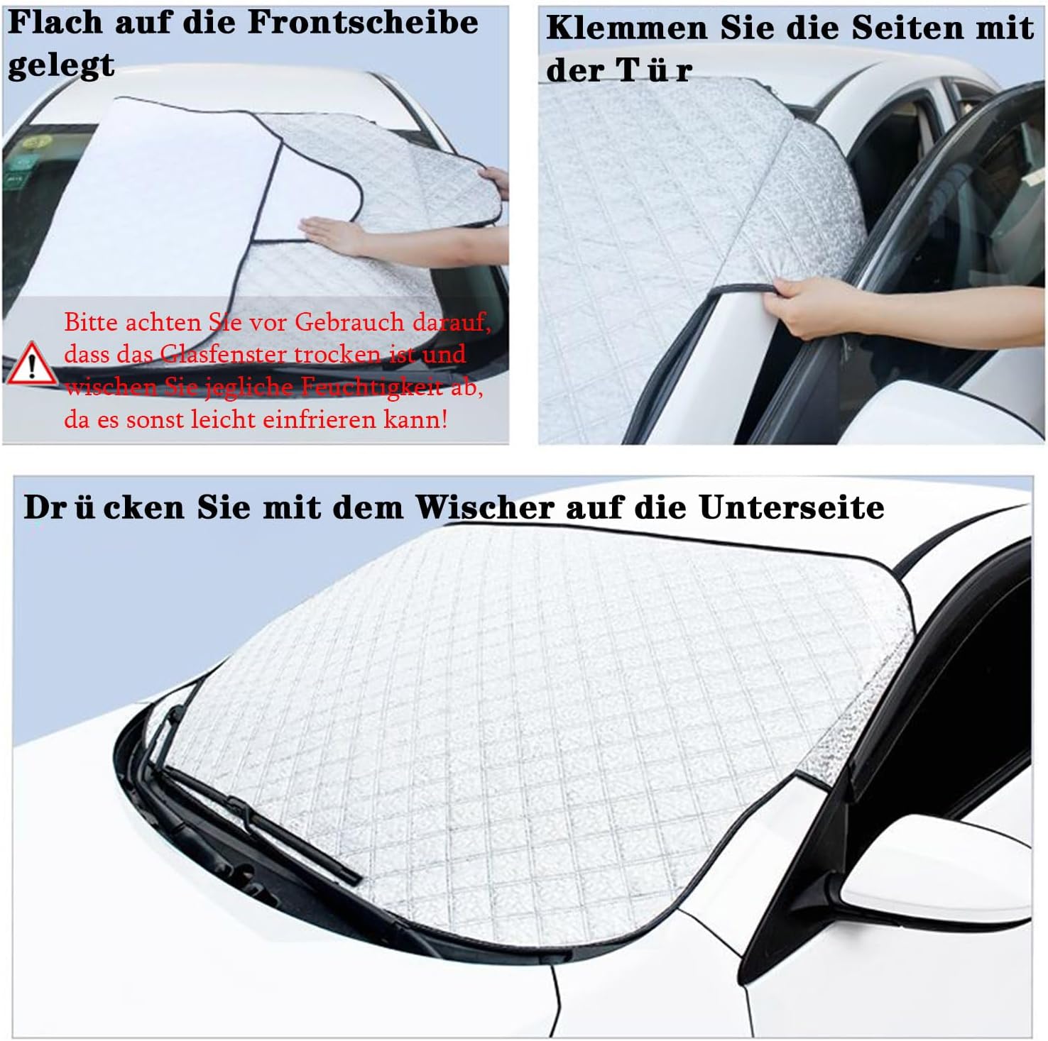 Detalle de KEELYY Frontscheibenabdeckung (150 x 100 cm) – 4-lagiger Frost- und Sonnenschutz fürs Auto