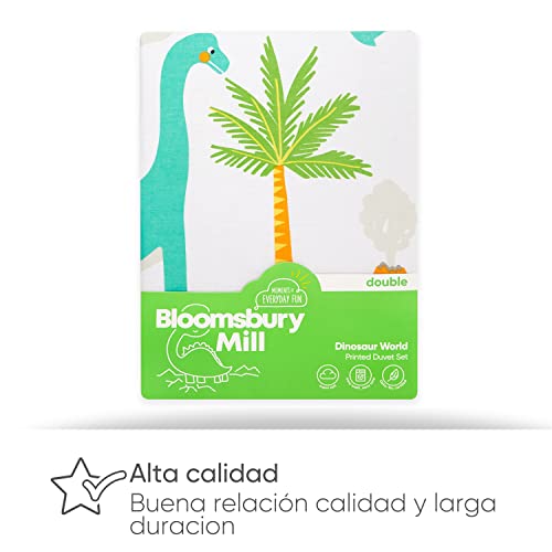 Detalle de Bloomsbury Mill Juego de Funda Nórdica 200x200 cm para Cama Infantil | Dinosaurios Jurassic
