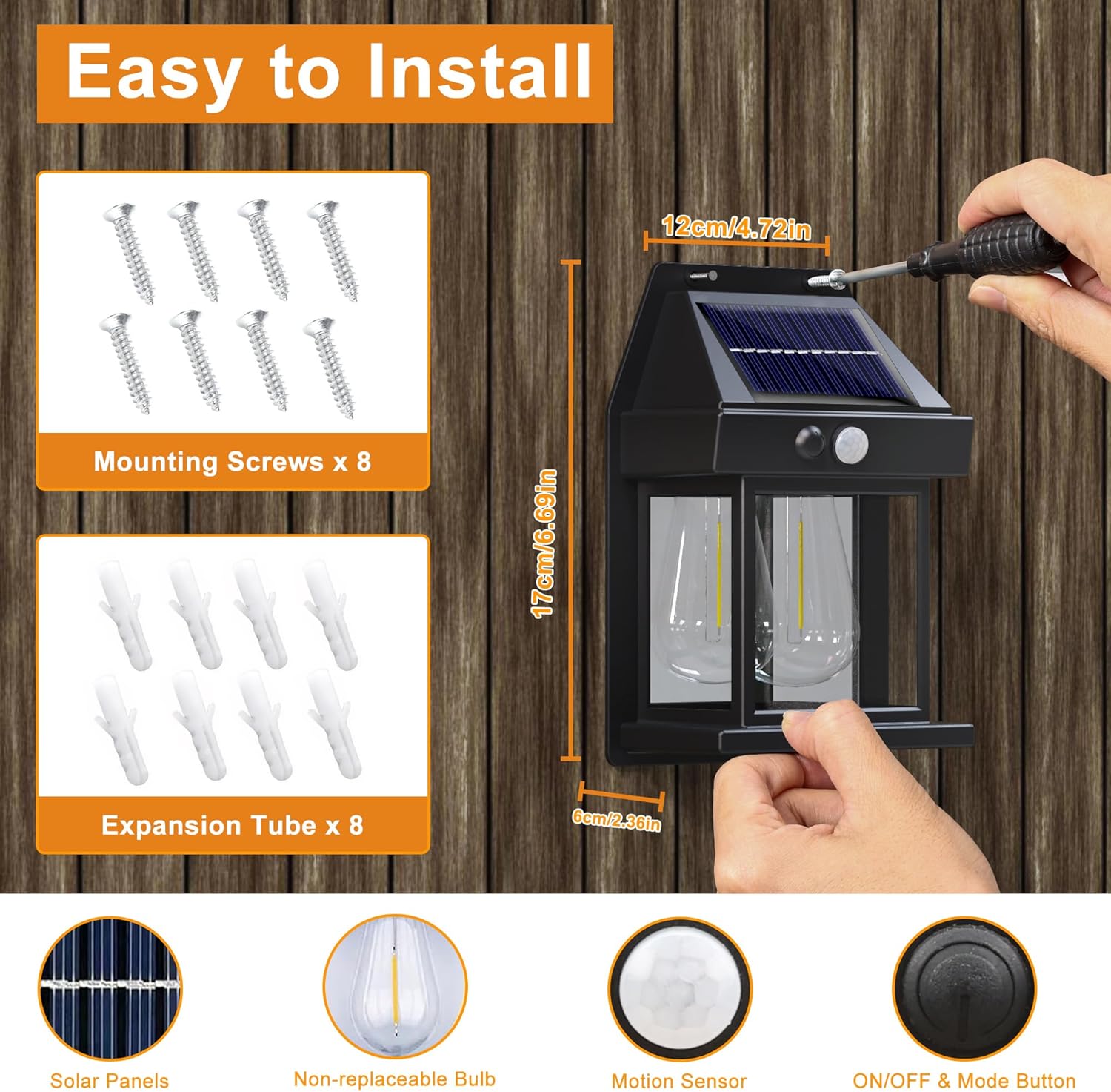 Thumbnail 4 de Flacchi Solar Lights Outdoor (4 Pack) – Waterproof Wall Lights with Motion Sensor