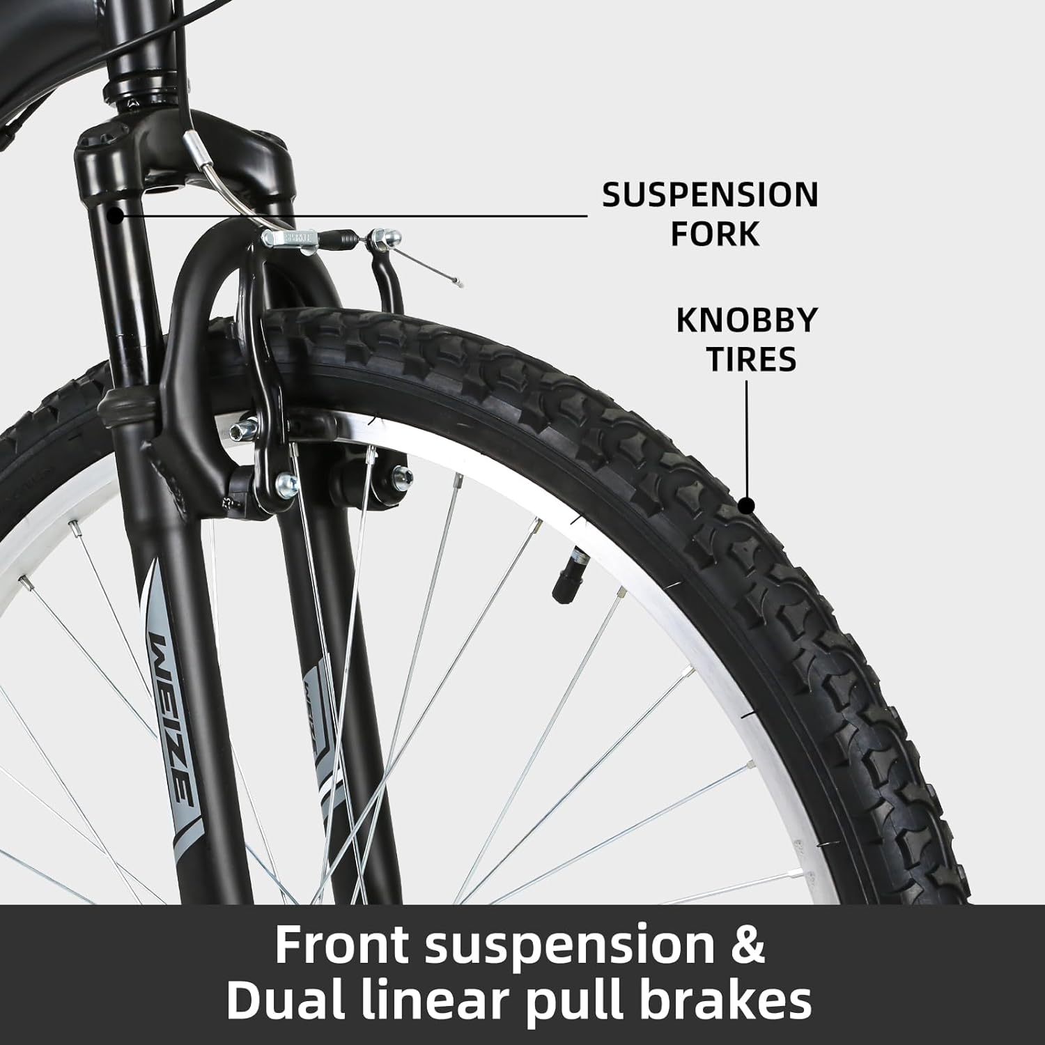 Detalle 2 de WEIZE Shocker 26-Inch Dual-Suspension Mountain Bike, 18-Speed Steel Frame